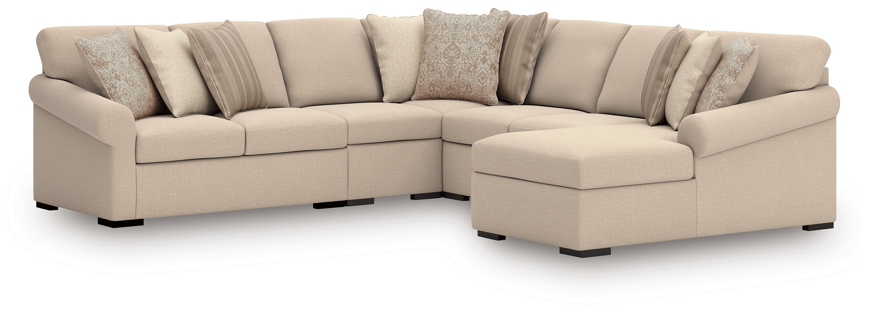 A2Z Furniture - Ashley Furniture - LadyMae Sectional - RAF 5-Piece Sectional with Chaise / Twill - 59404S4