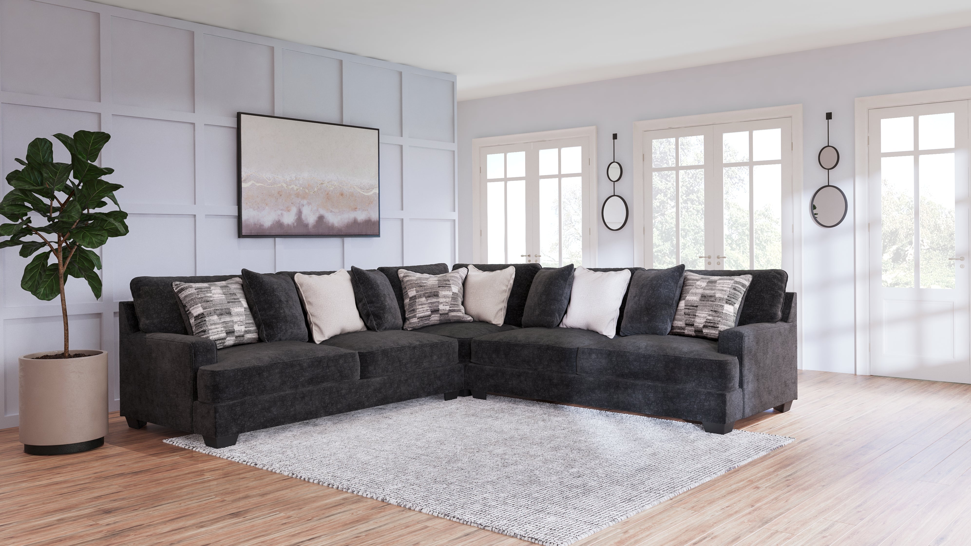 A2Z Furniture - Ashley Furniture - Lavernett Sectional - LAF 3-Piece Sectional / Charcoal - 59603S1