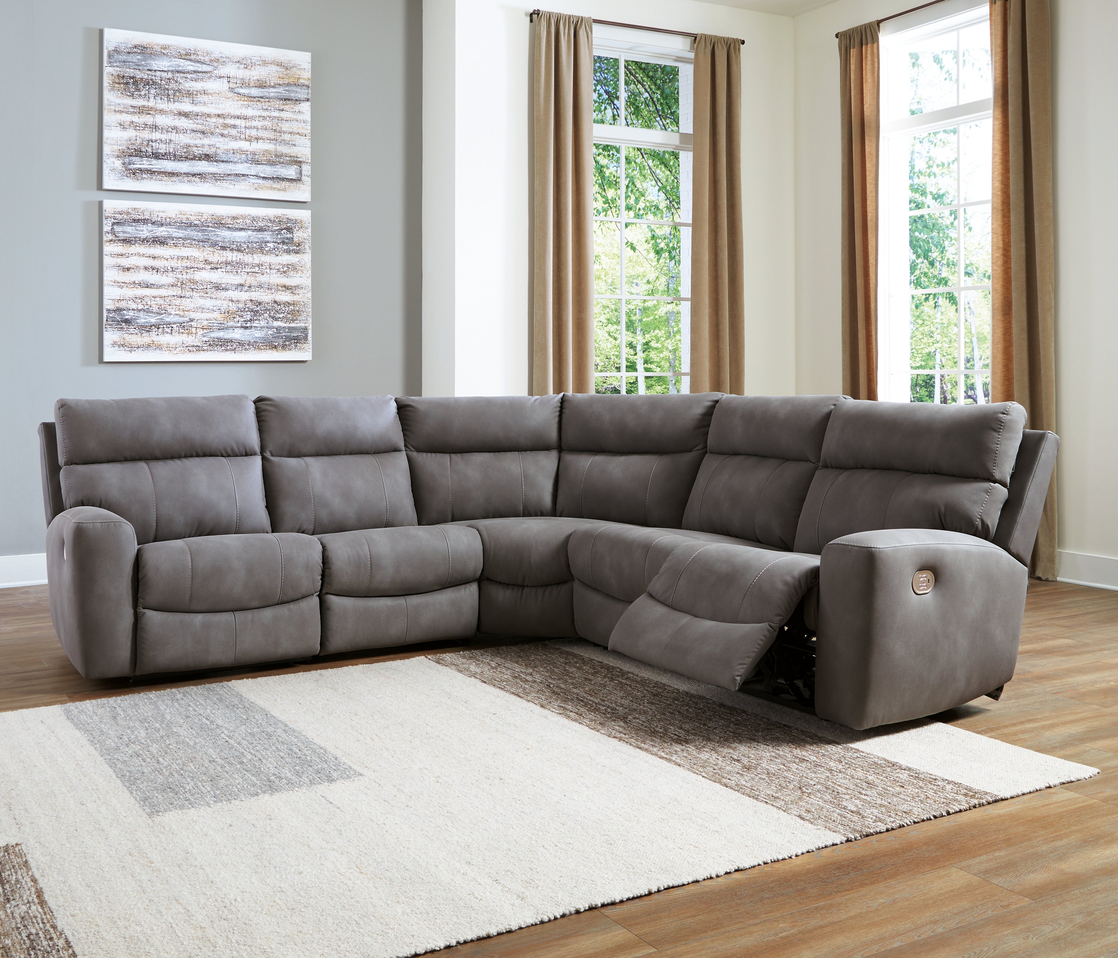A2Z Furniture - Ashley Furniture - Next-Gen DuraPella Sectional - 5-Piece Power Reclining Sectional / Slate - 61003S6