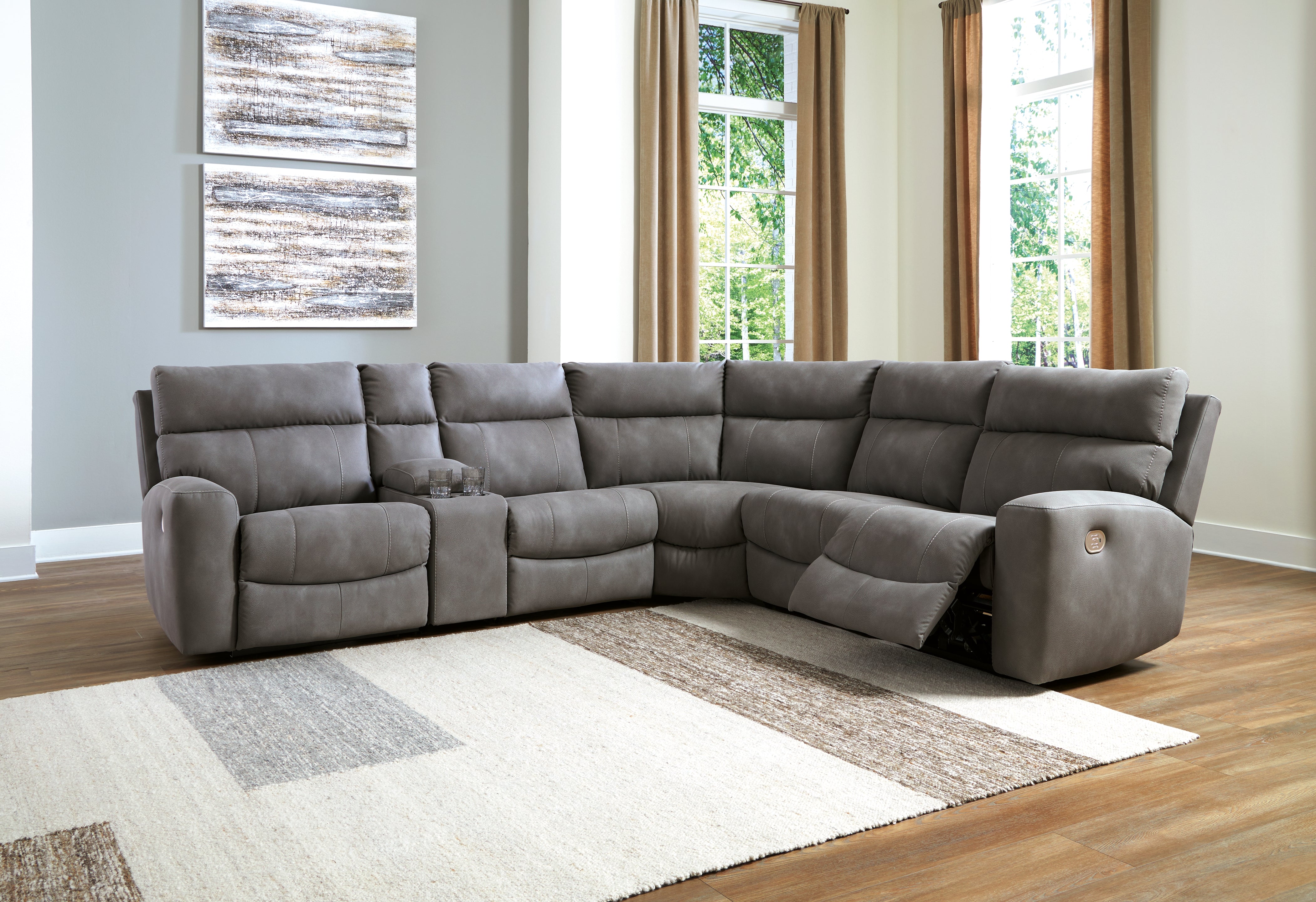 A2Z Furniture - Ashley Furniture - Next-Gen DuraPella Sectional - 6-Piece Power Reclining Sectional / Slate - 61003S7