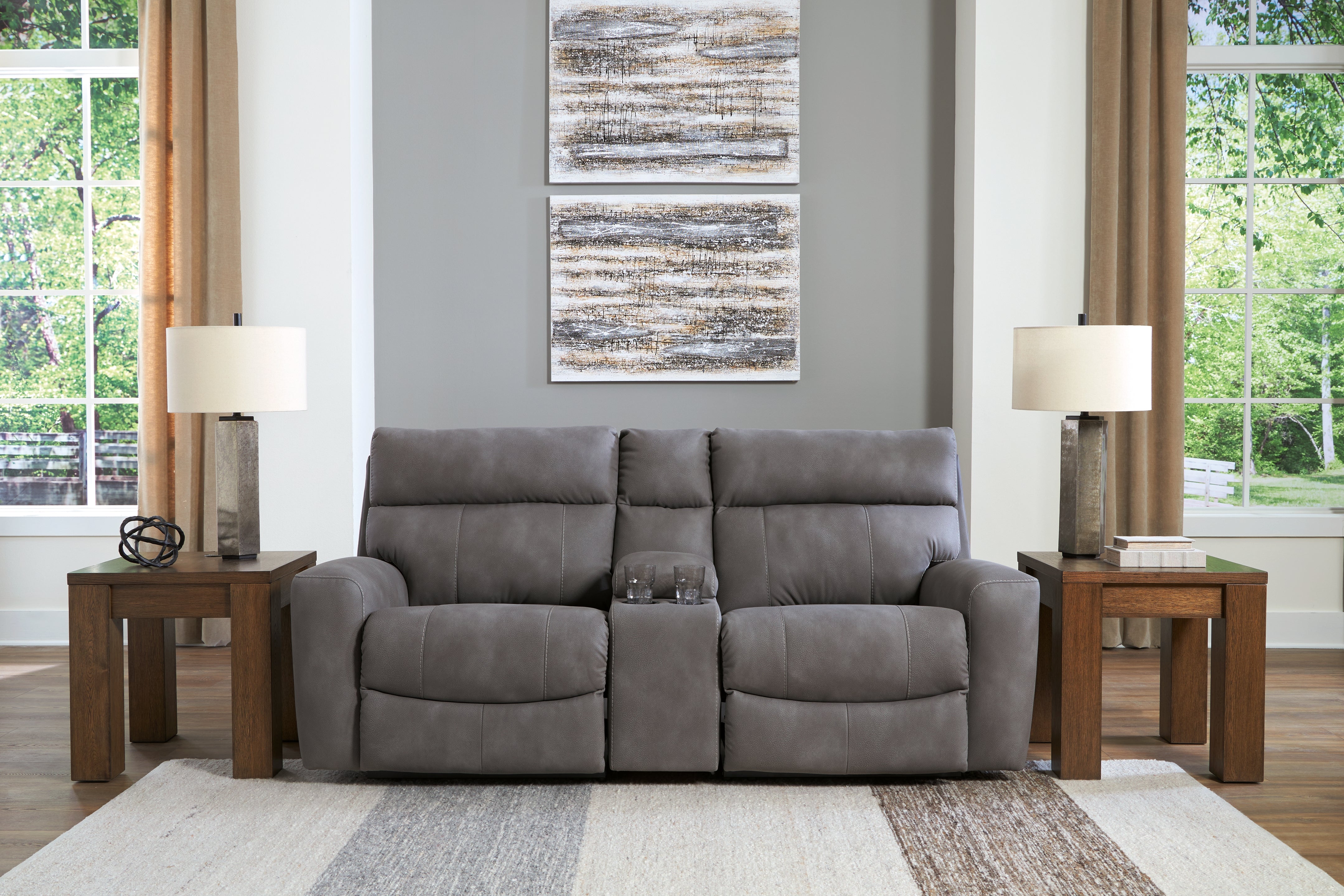 A2Z Furniture - Ashley Furniture - Next-Gen DuraPella Sectional - 3-Piece Power Reclining Sectional Loveseat with Console / Slate - 61003S3