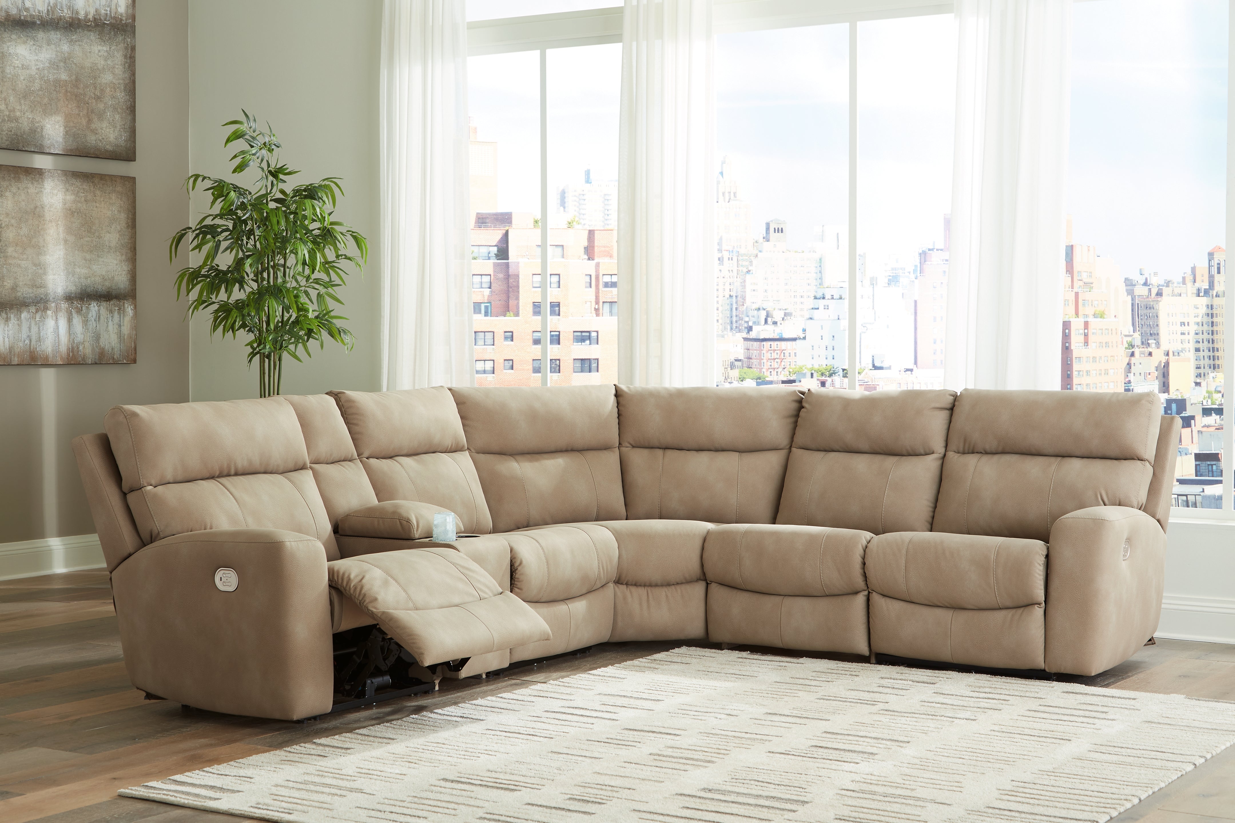 A2Z Furniture - Ashley Furniture - Next-Gen DuraPella Sectional - 6-Piece Power Reclining Sectional / Sand - 61004S7
