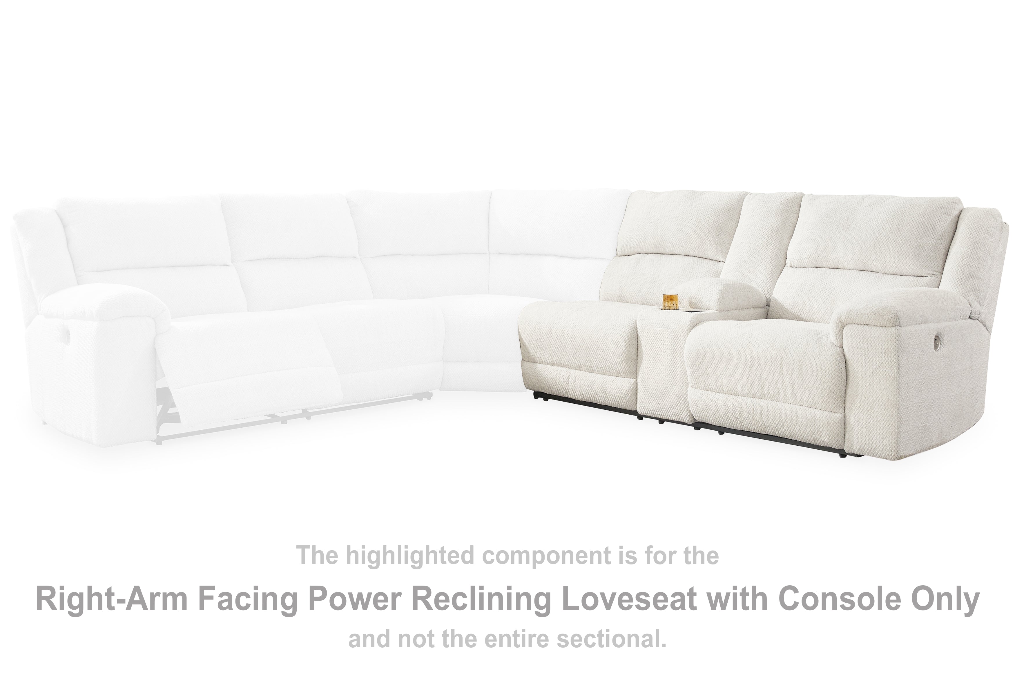 A2Z Furniture - Ashley Furniture - Keensburg Sectional - RAF DBL REC PWR CON Loveseat / Linen - 6180790