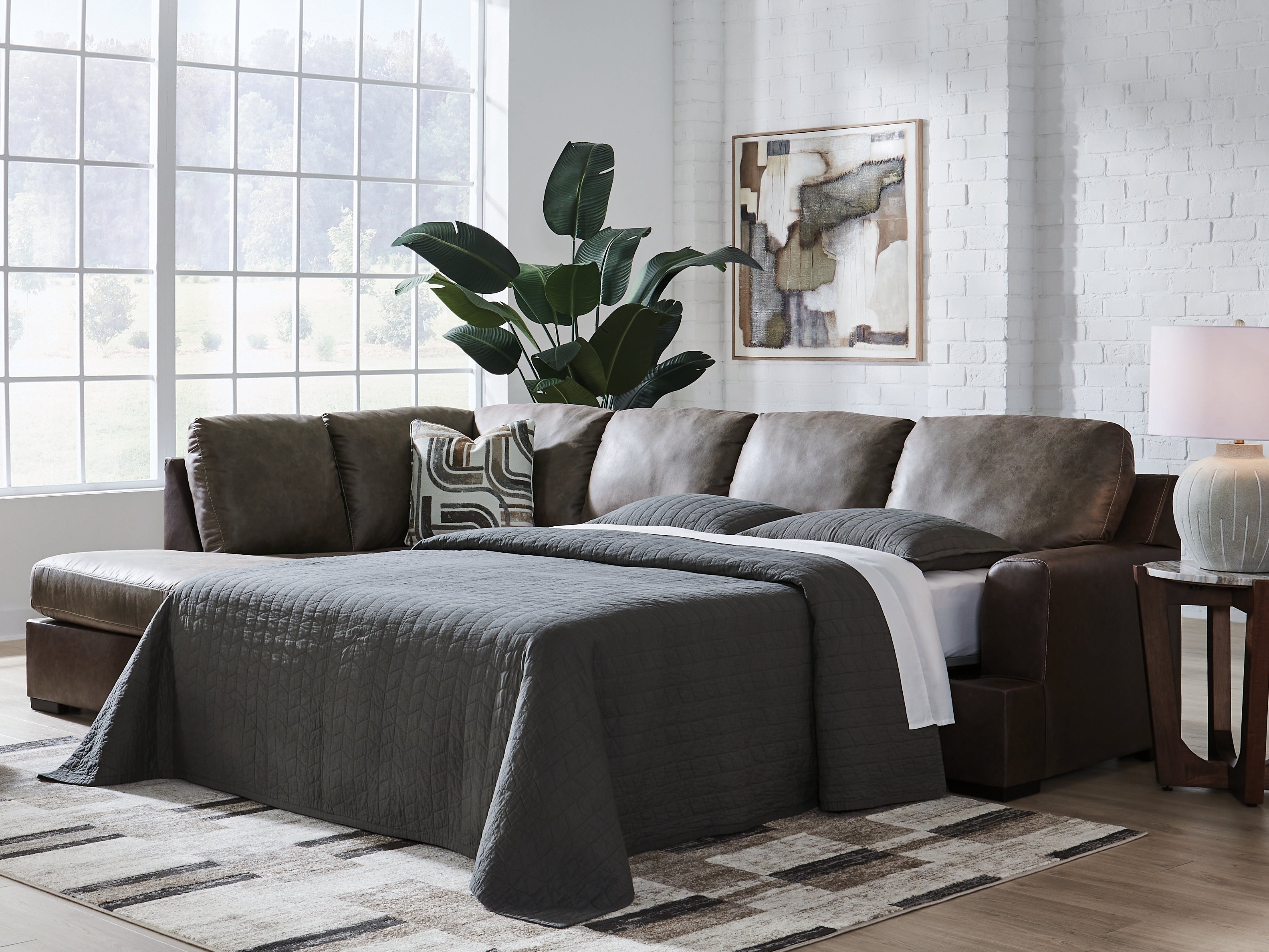 A2Z Furniture - Ashley Furniture - Castille Way Sectional - RAF 2-Piece Sleeper Sectional with Chaise / Fossil - PC62703S4