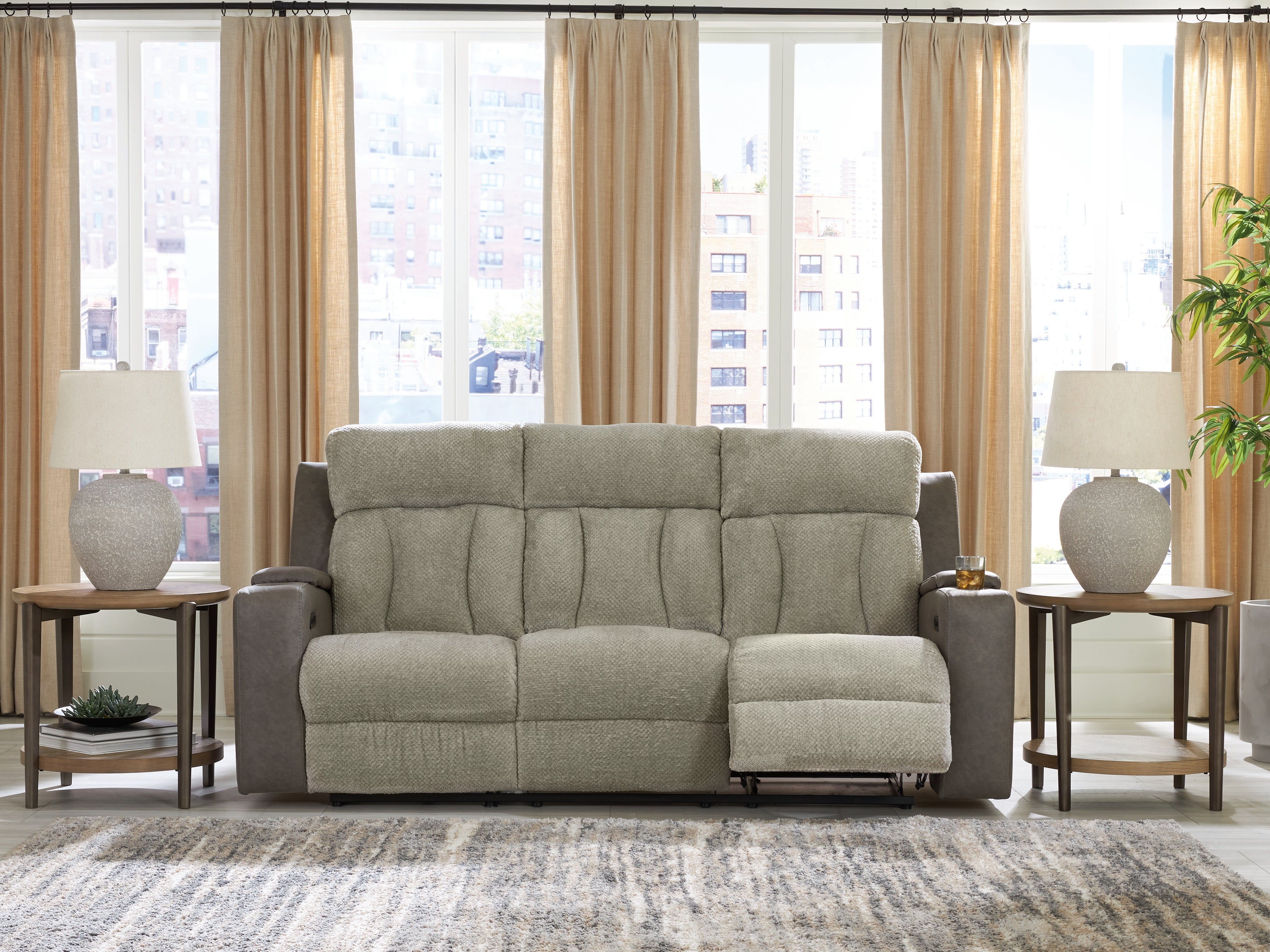 A2Z Furniture - Ashley Furniture - WhipLash Living Room - PWR REC Sofa with ADJ Headrest / Sisal - PC6320415