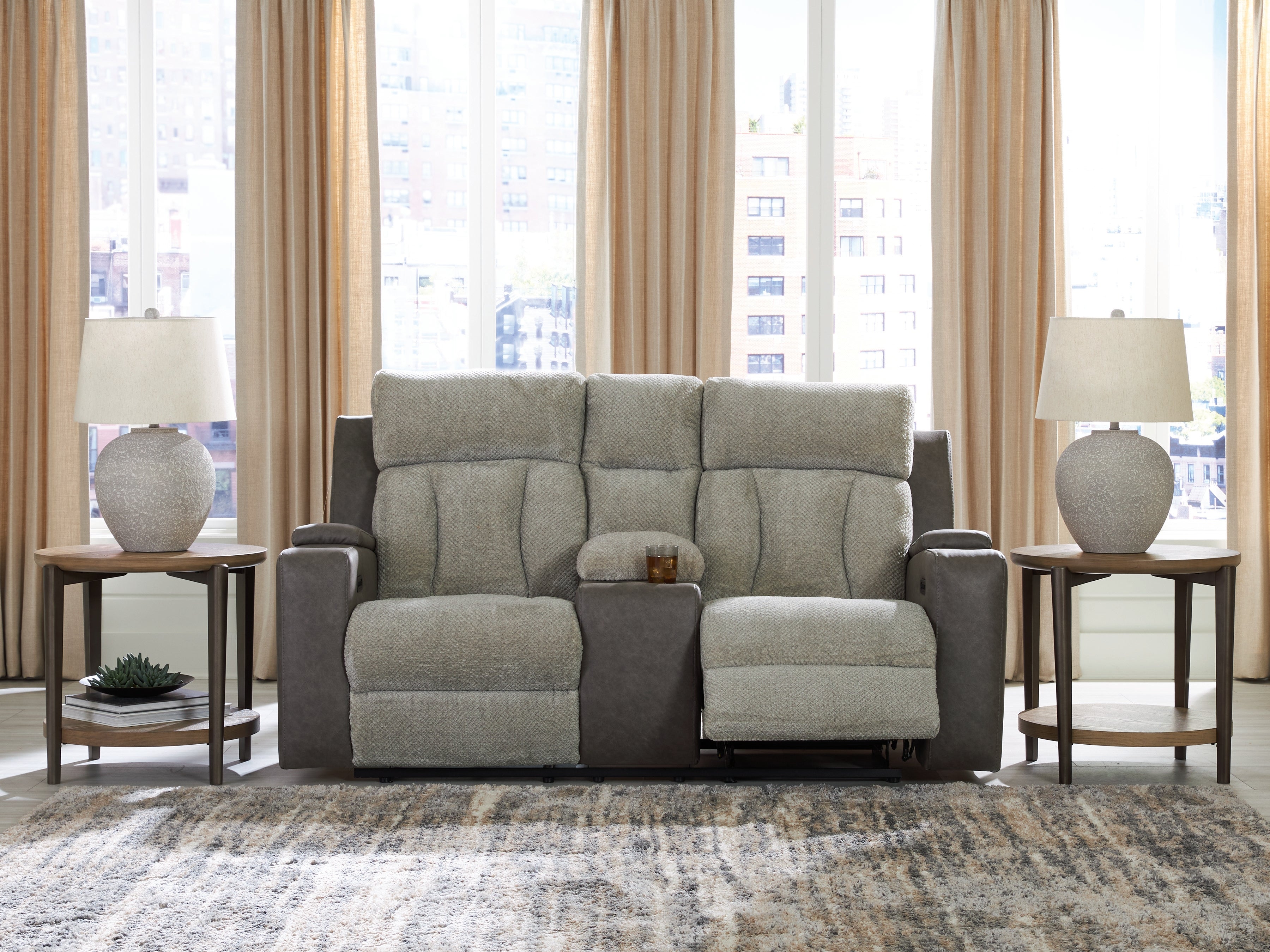 A2Z Furniture - Ashley Furniture - WhipLash Living Room - PWR REC Loveseat/CON/ADJ HDRST / Sisal - PC6320418