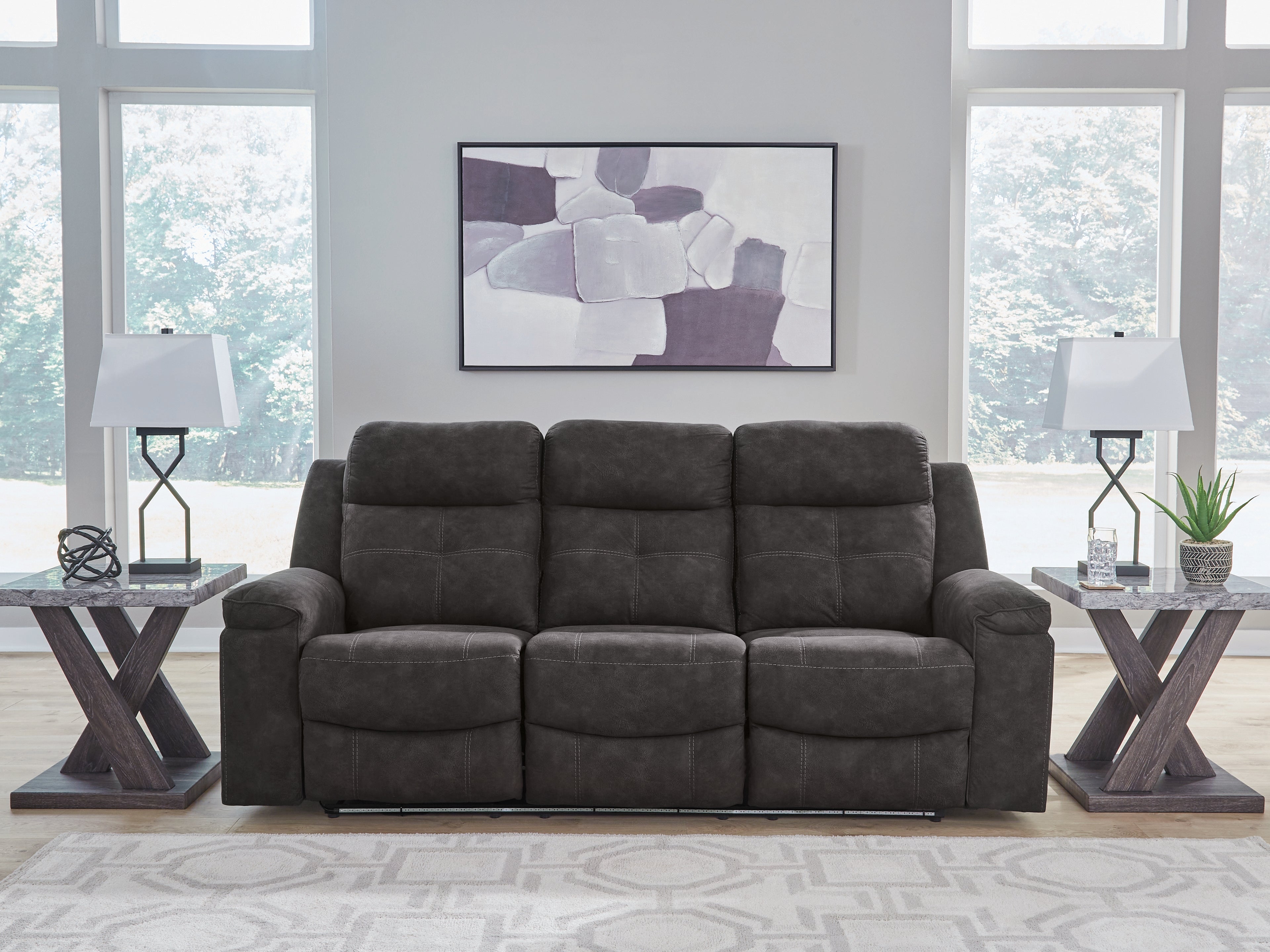 A2Z Furniture - Ashley Furniture - Brysonview Living Room - Reclining Sofa / Charcoal - 6360588