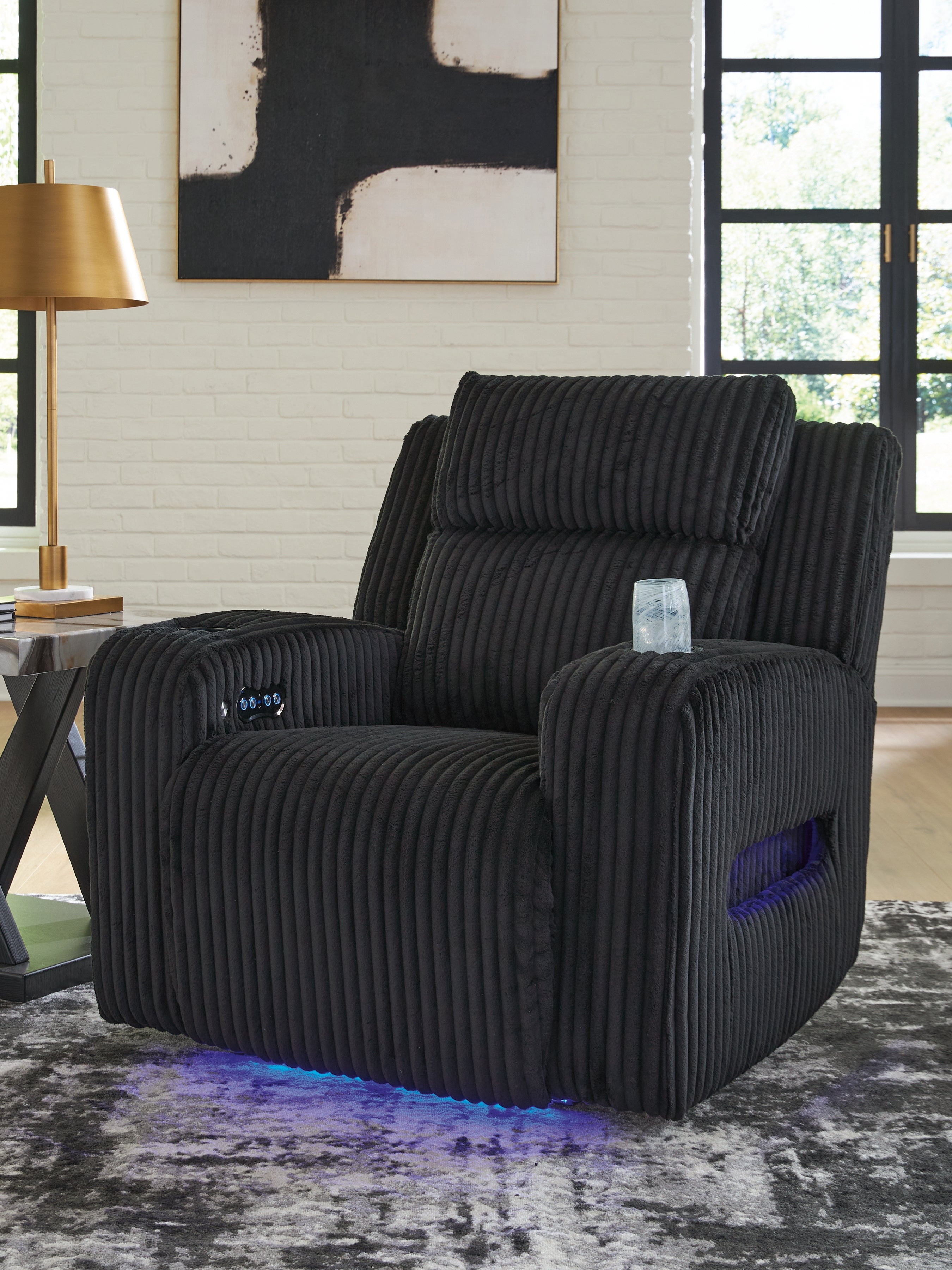 A2Z Furniture - Ashley Furniture - Forest Lake Living Room - PWR Recliner/ADJ Headrest / Black - PC6420213