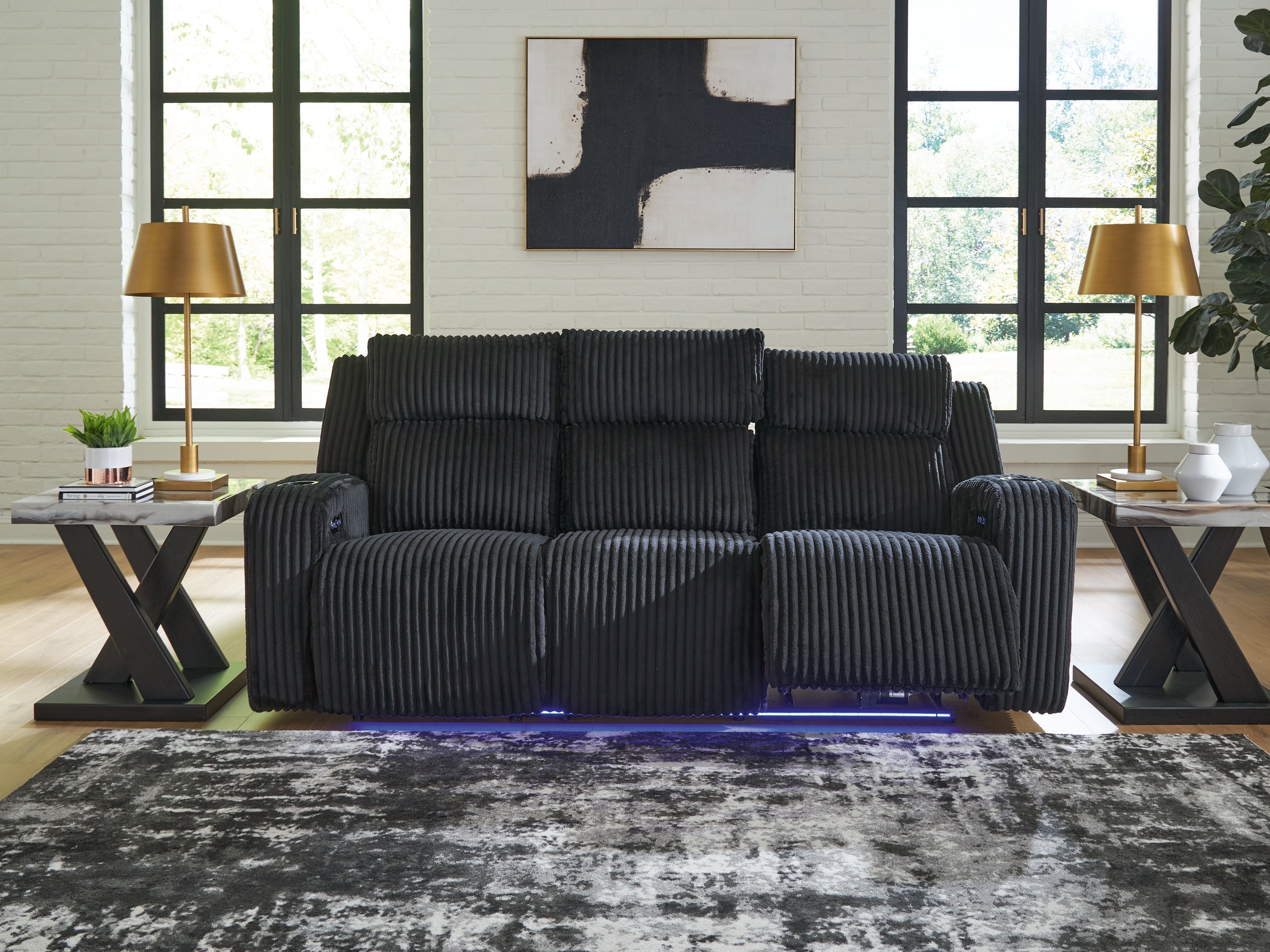 A2Z Furniture - Ashley Furniture - Forest Lake Living Room - PWR REC Sofa with ADJ Headrest / Black - PC6420215