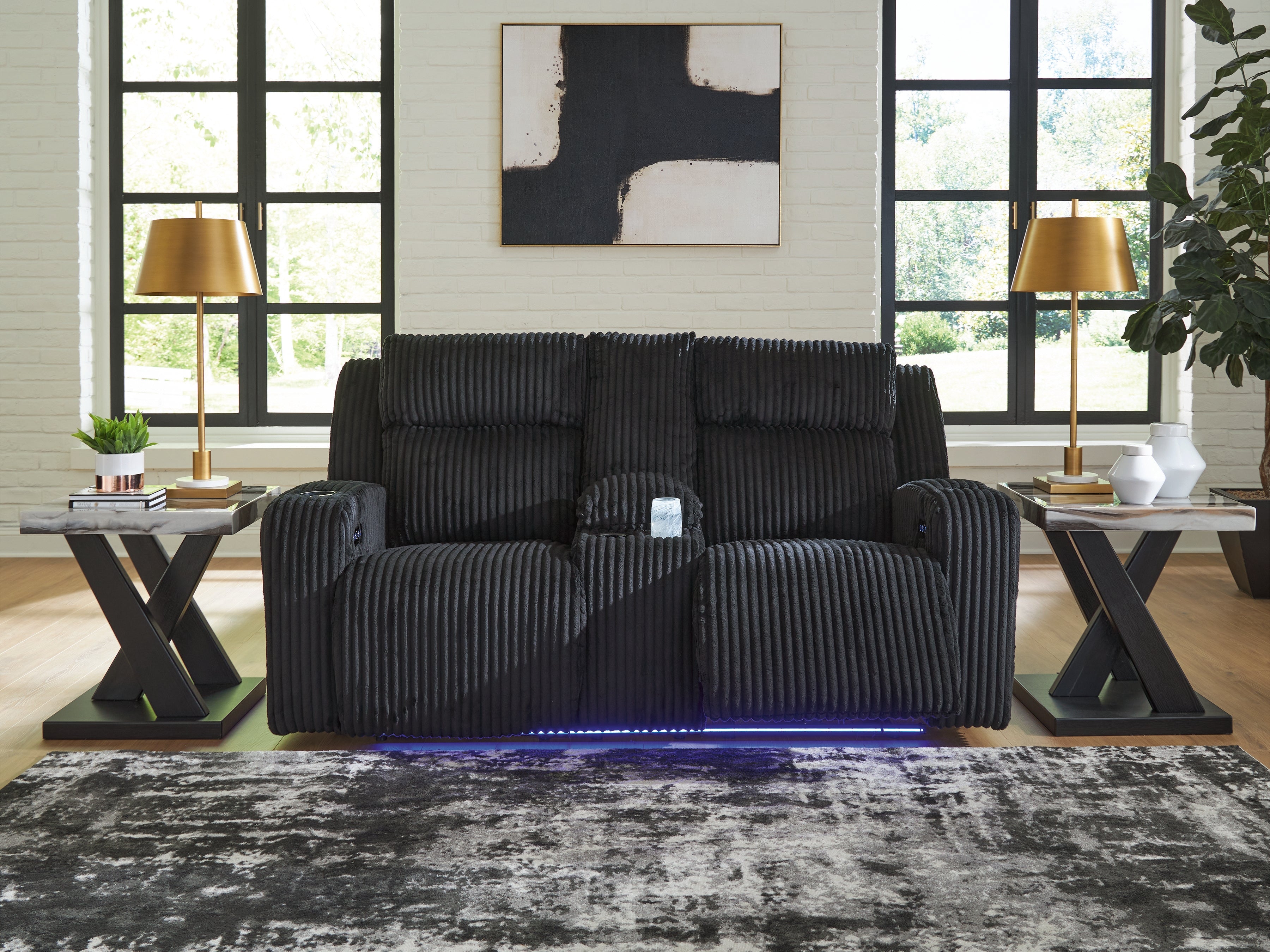 A2Z Furniture - Ashley Furniture - Forest Lake Living Room - PWR REC Loveseat/CON/ADJ HDRST / Black - PC6420218