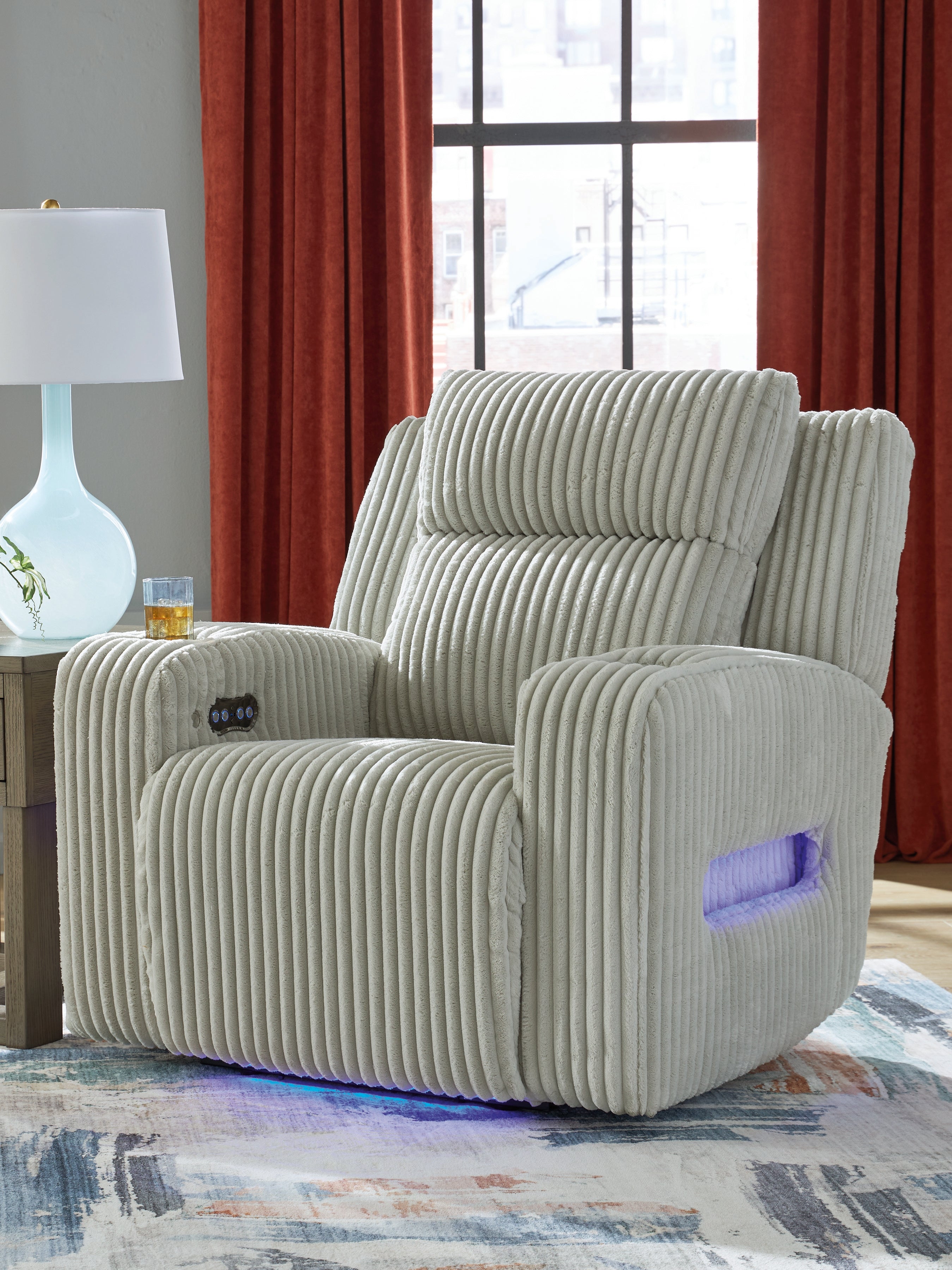 A2Z Furniture - Ashley Furniture - Forest Lake Living Room - PWR Recliner/ADJ Headrest / Alloy - PC6420313