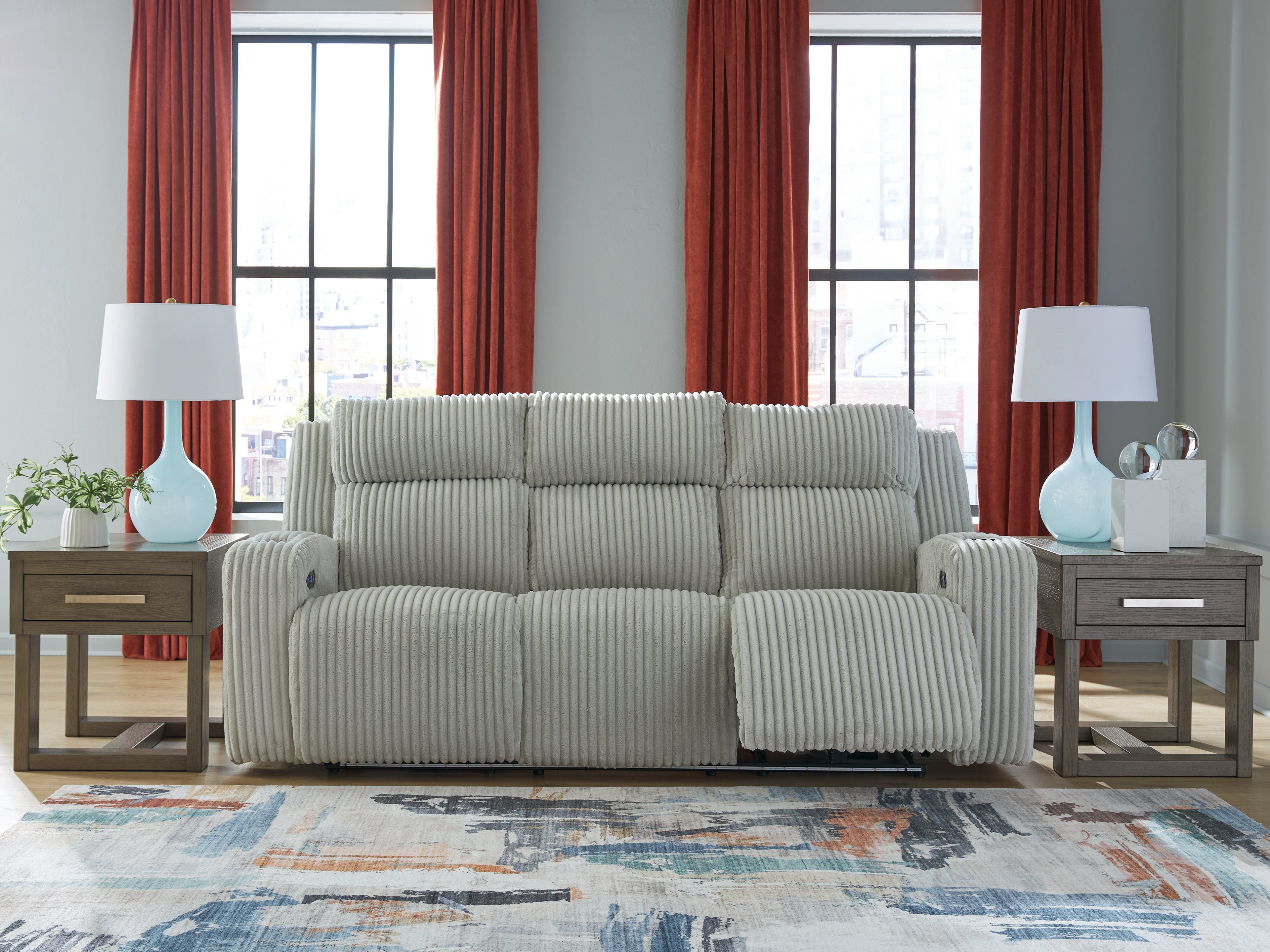 A2Z Furniture - Ashley Furniture - Forest Lake Living Room - PWR REC Sofa with ADJ Headrest / Alloy - PC6420315