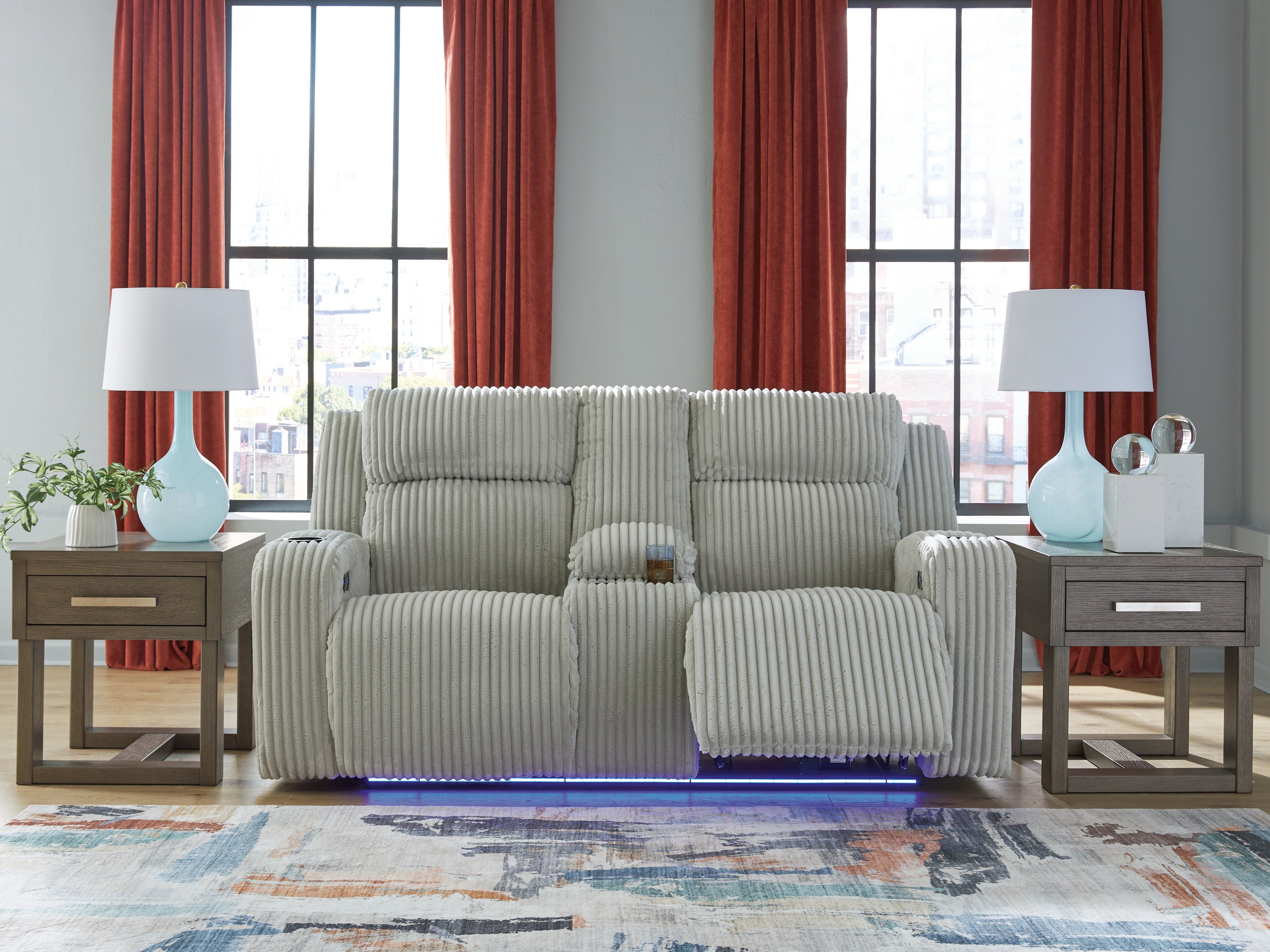 A2Z Furniture - Ashley Furniture - Forest Lake Living Room - PWR REC Loveseat/CON/ADJ HDRST / Alloy - PC6420318