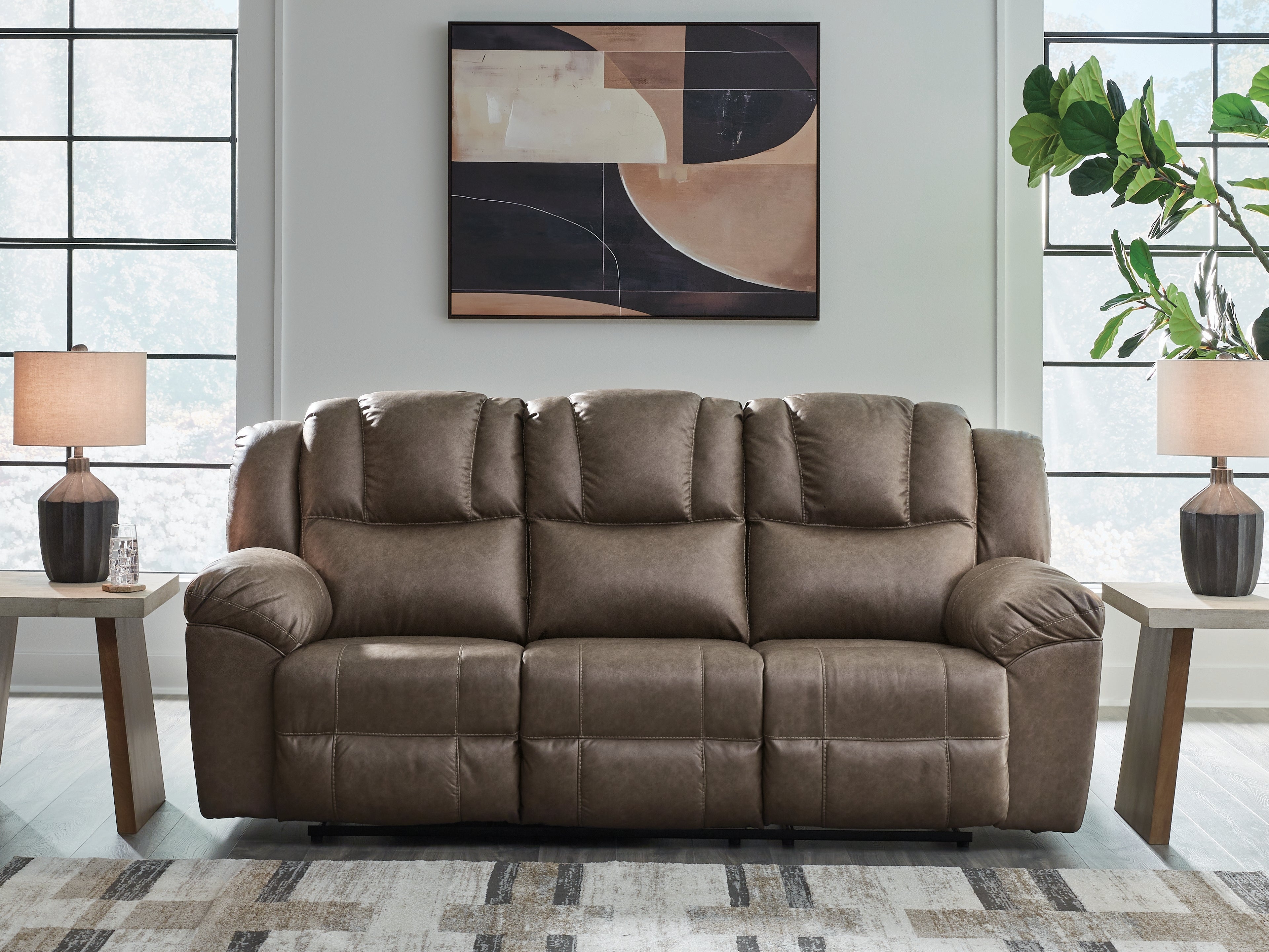 A2Z Furniture - Ashley Furniture - Lowilla Living Room - Reclining Sofa / Driftwood - PC6450688