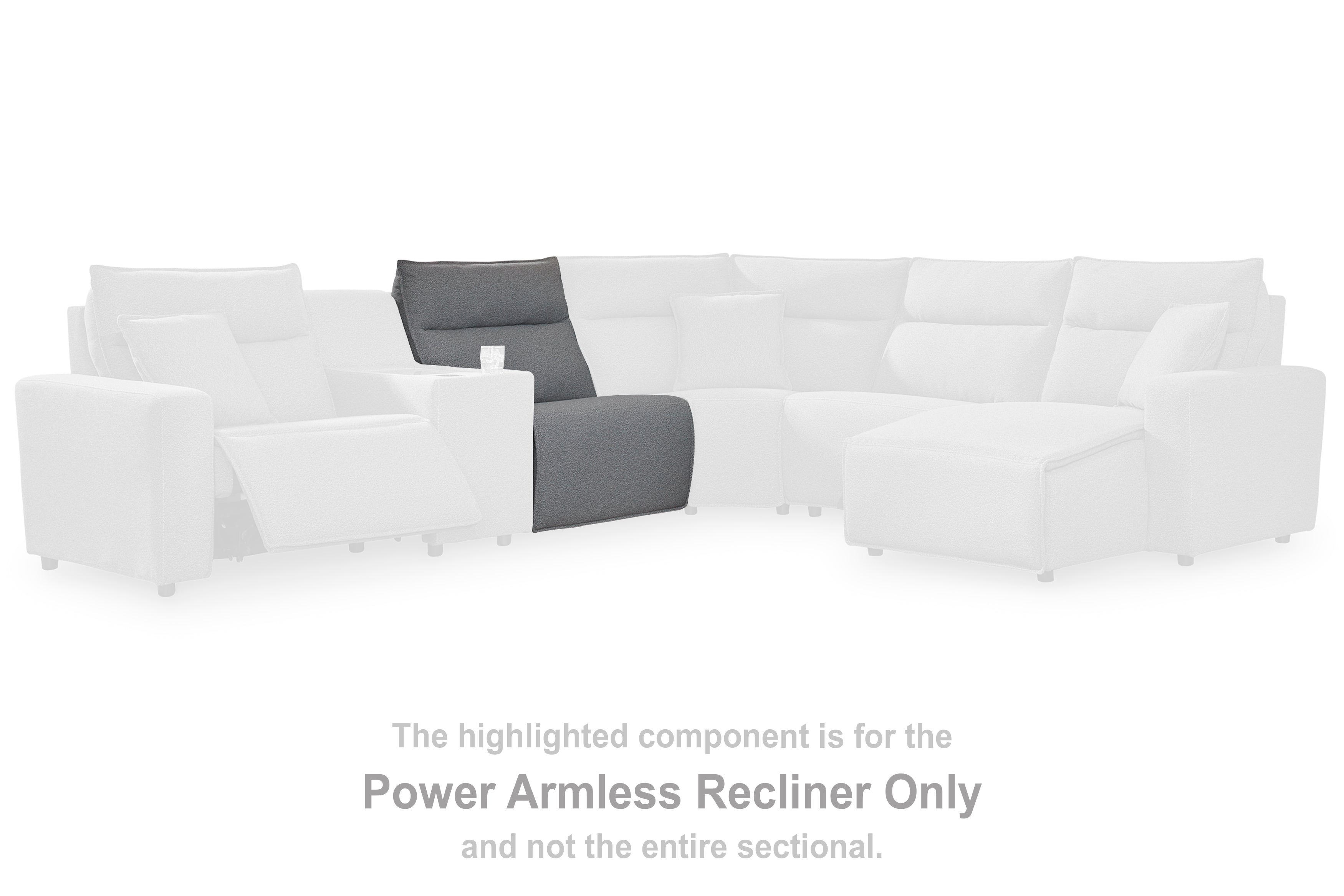 A2Z Furniture - Ashley Furniture - ModMax II Sectional - PWR Armless REC w/ADJ Headrest / Salt and Pepper - 6590631