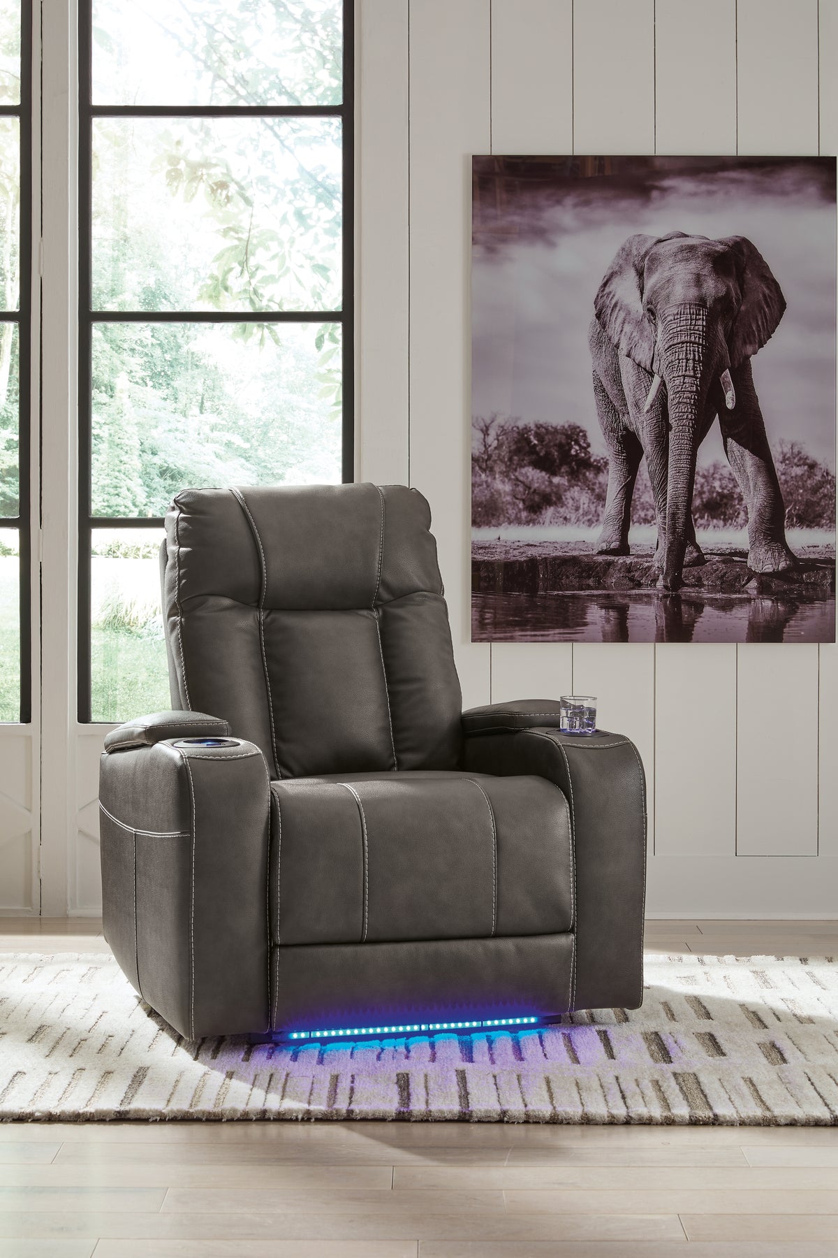 A2Z Furniture - Ashley Furniture - Feazada Living Room - PWR Recliner/ADJ Headrest / Sapphire - 6620613