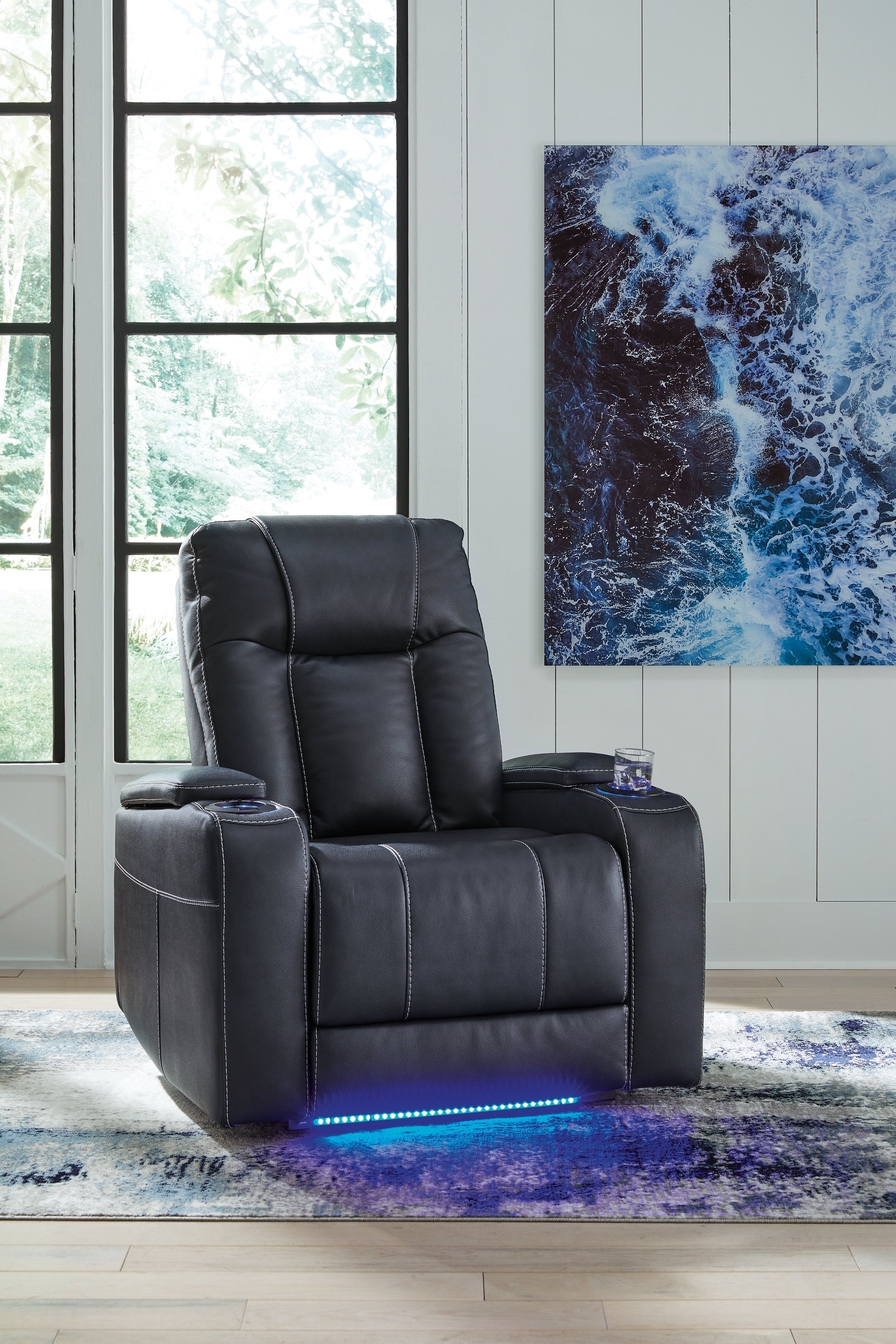 A2Z Furniture - Ashley Furniture - Feazada Living Room - PWR Recliner/ADJ Headrest / Sapphire - 6620613