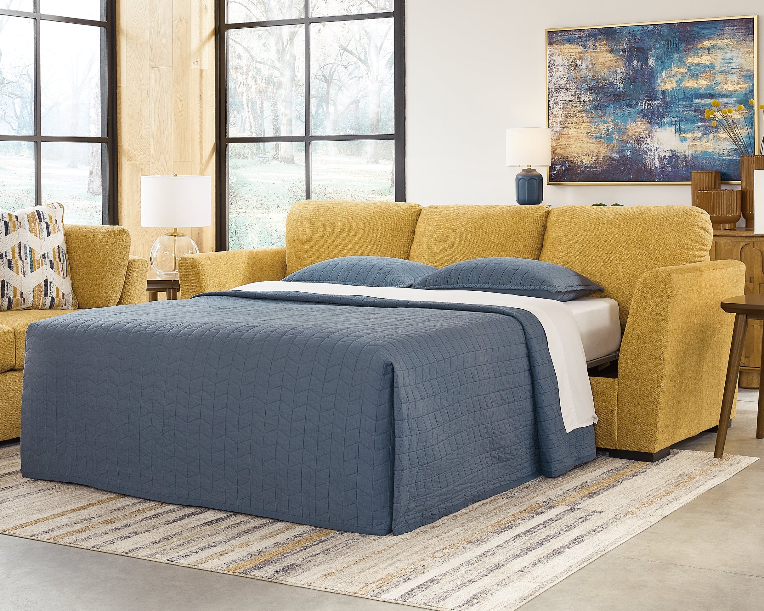 A2Z Furniture - Ashley Furniture - Keerwick Living Room - Queen Sofa Sleeper / Sunflower - 6750639