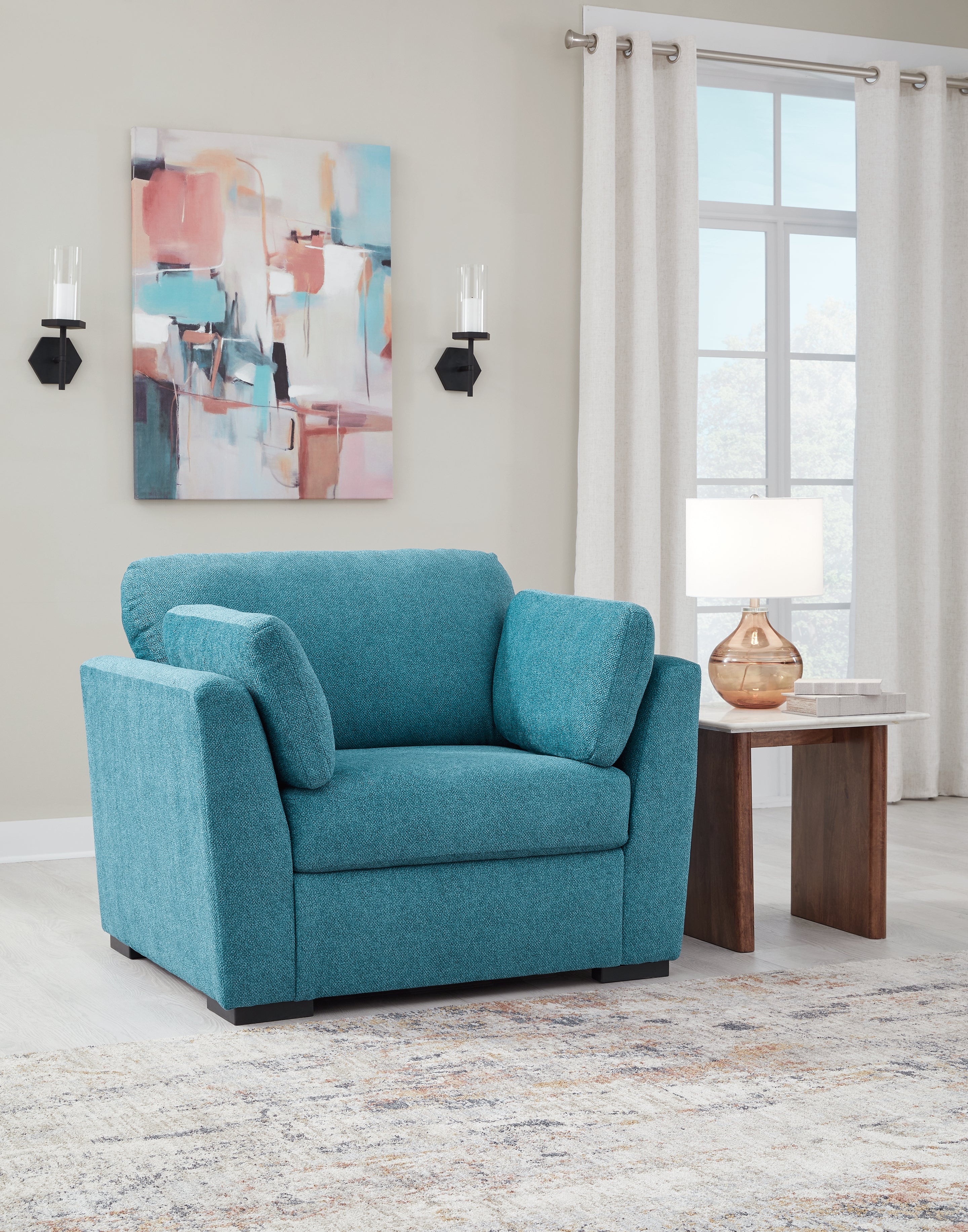 A2Z Furniture - Ashley Furniture - Keerwick Living Room - Chair and a Half / Teal - 6750723