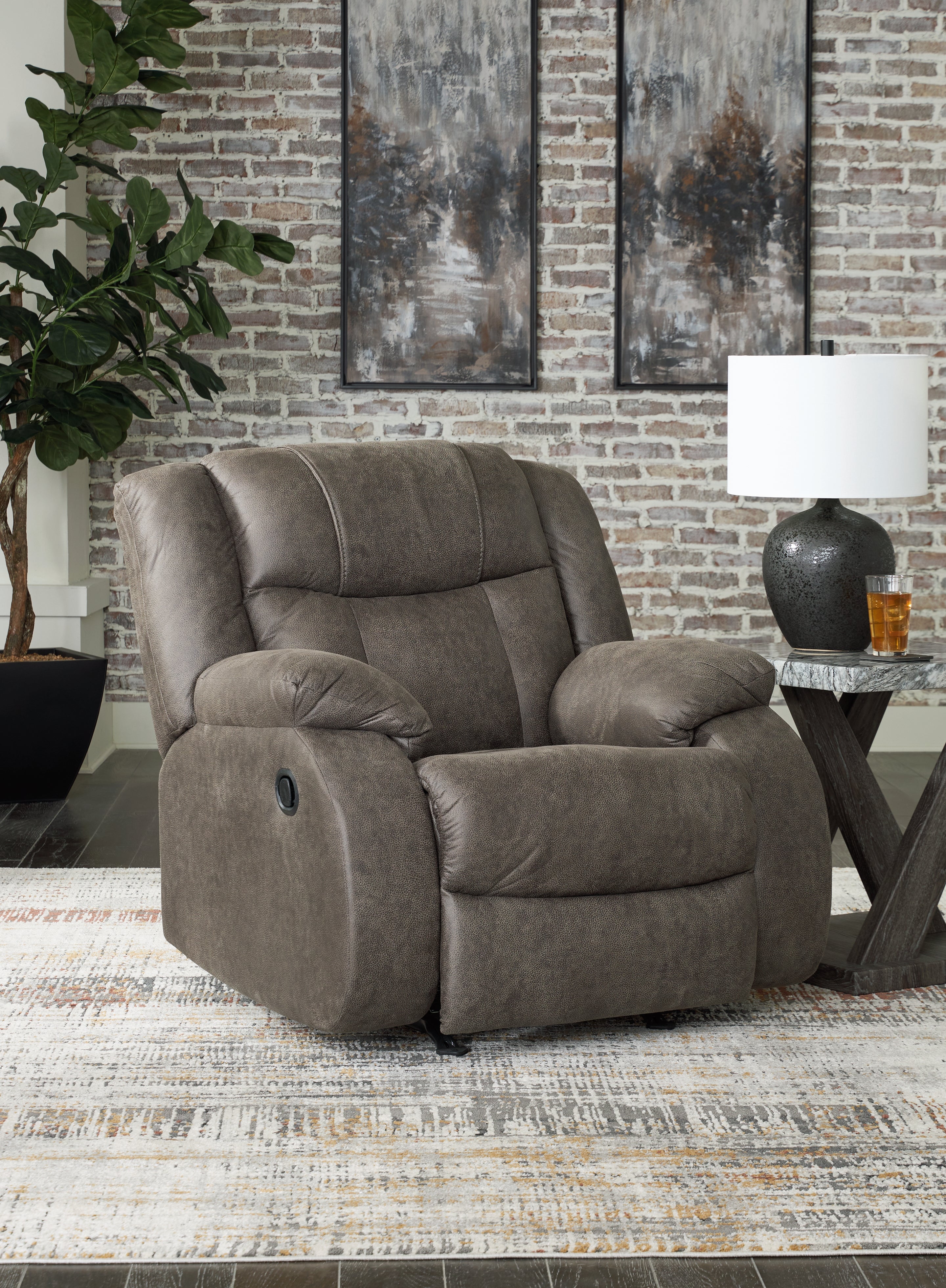 A2Z Furniture - Ashley Furniture - First Base Living Room - Rocker Recliner / Gunmetal - 6880425