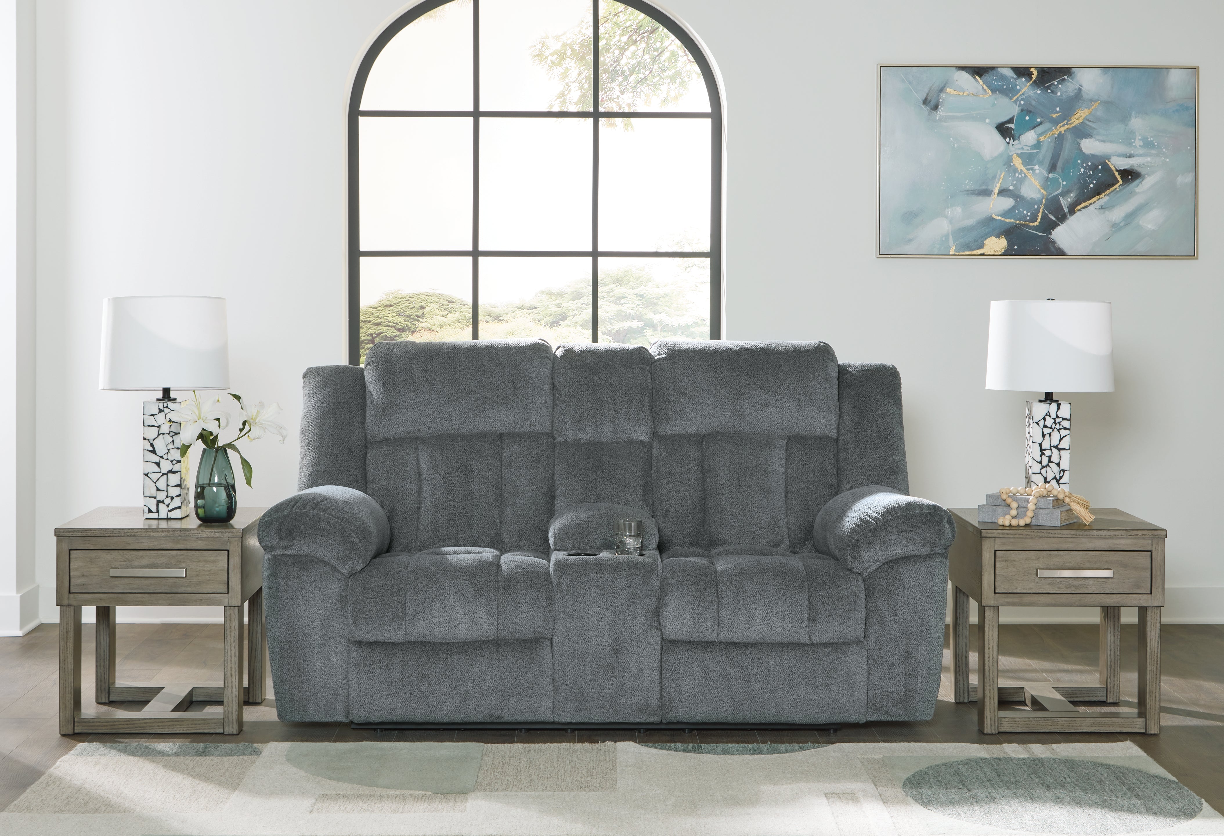 A2Z Furniture - Ashley Furniture - Tip-Off Living Room - PWR REC Loveseat/CON/ADJ HDRST / Slate - 6930418