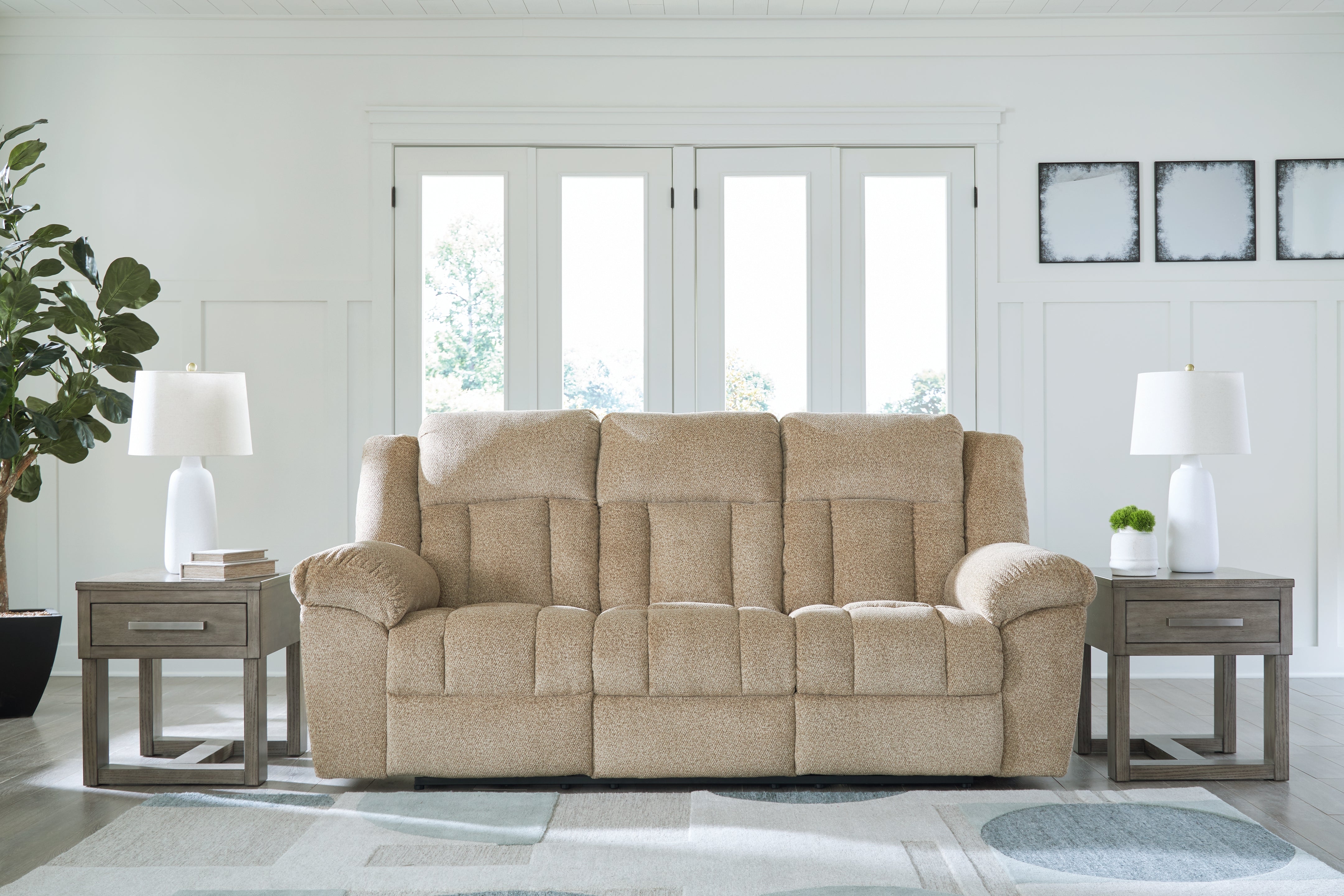 A2Z Furniture - Ashley Furniture - Tip-Off Living Room - PWR REC Sofa with ADJ Headrest / Wheat - 6930515
