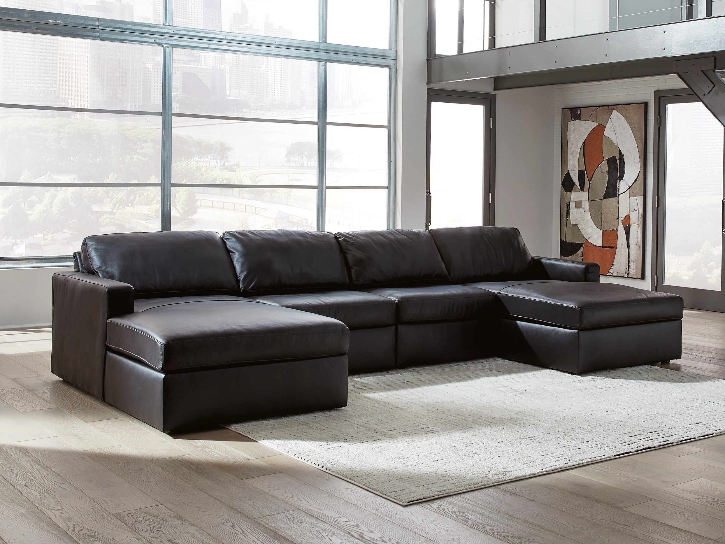 A2Z Furniture - Ashley Furniture - ModMax II Sectional - RAF 4-Piece Double Chaise Sectional / Black - 74305S19