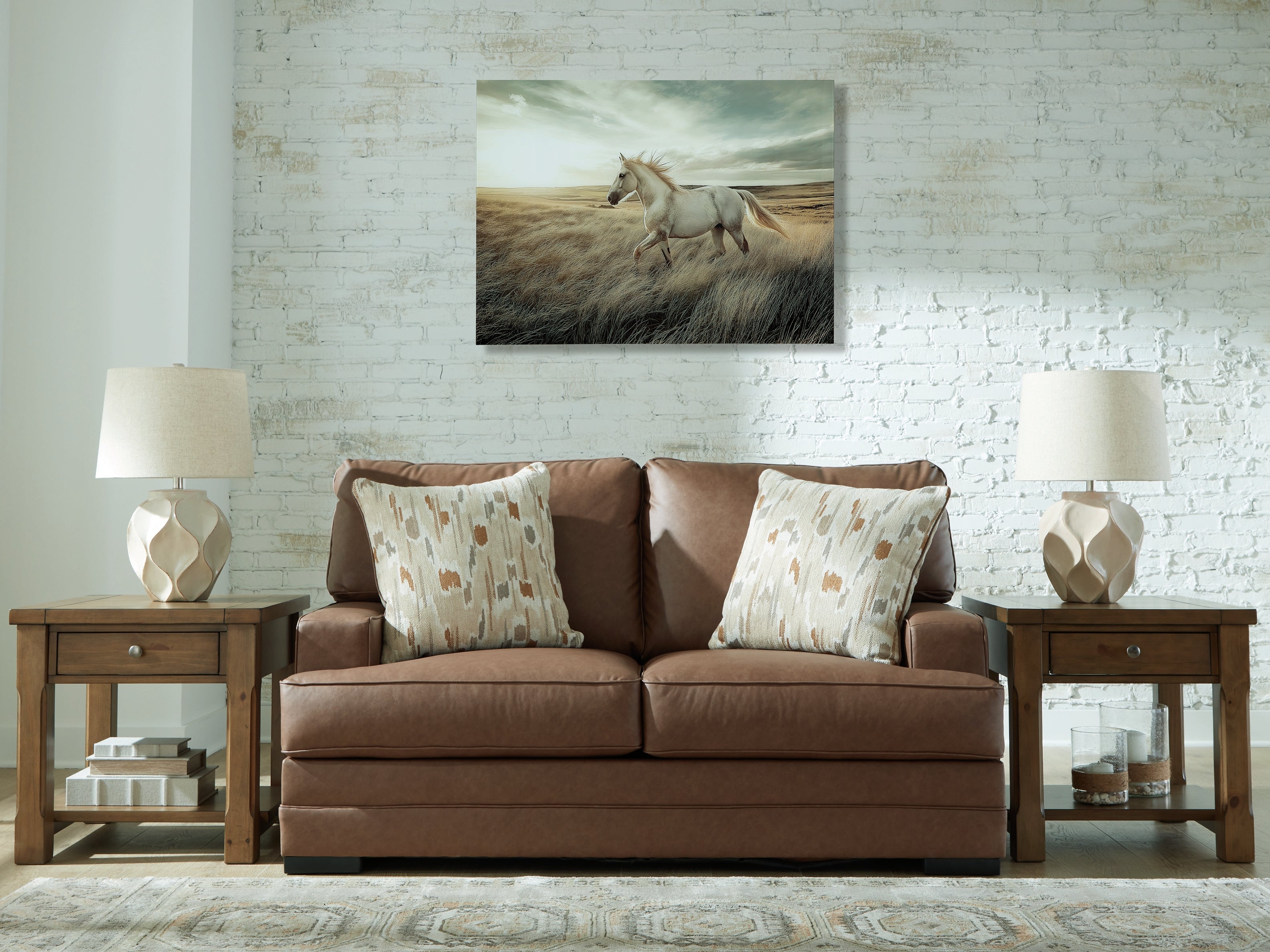 A2Z Furniture - Ashley Furniture - VillaCourt Living Room - Loveseat / Caramel - 7490935