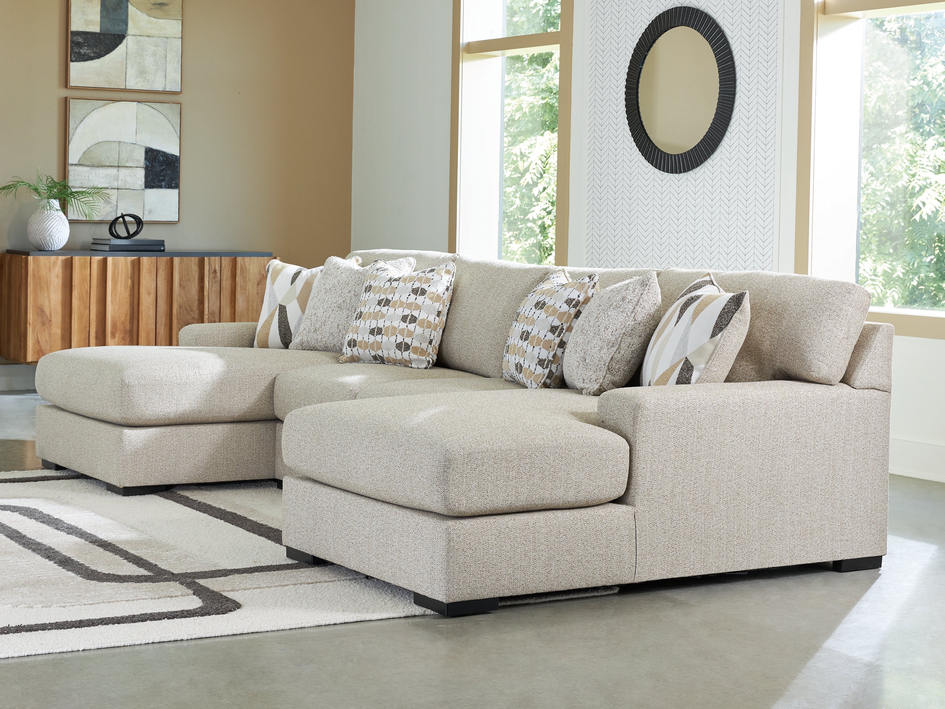 A2Z Furniture - Ashley Furniture - Laurelgrove Sectional - RAF 3-Piece Double Chaise Sectional / Pebble - 75105S7