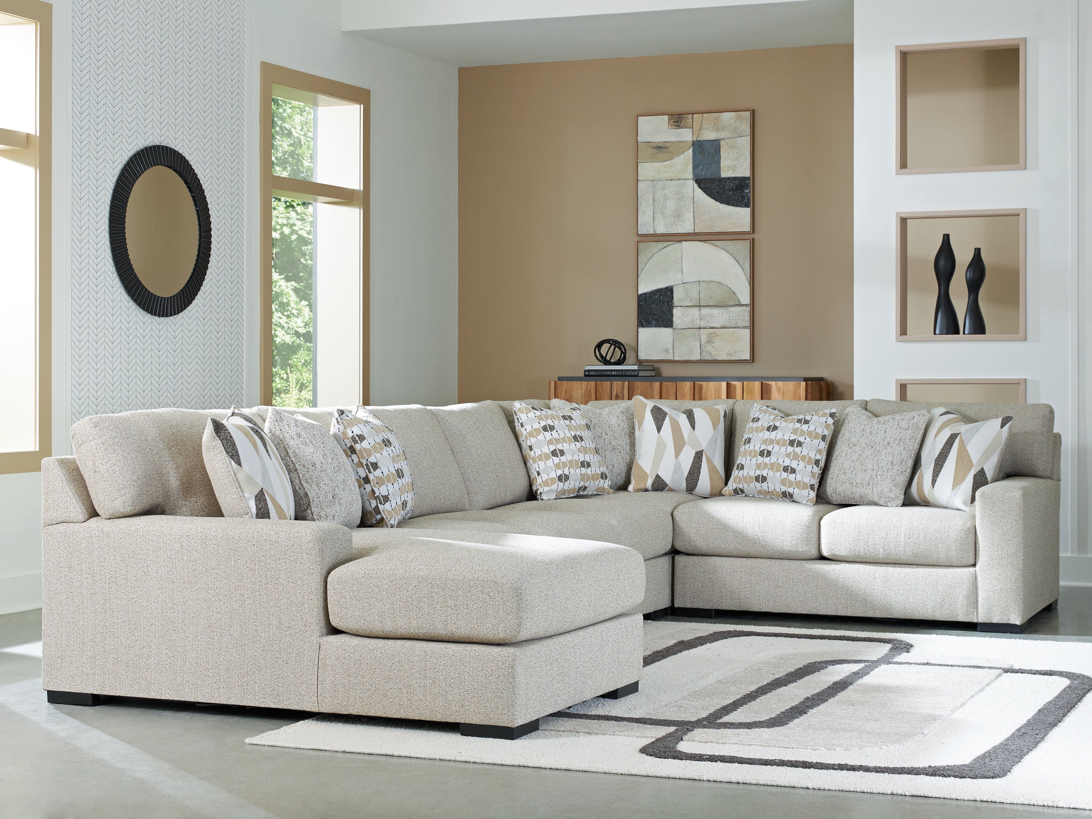 A2Z Furniture - Ashley Furniture - Laurelgrove Sectional - RAF 5-Piece Sectional with Chaise / Pebble - 75105S11
