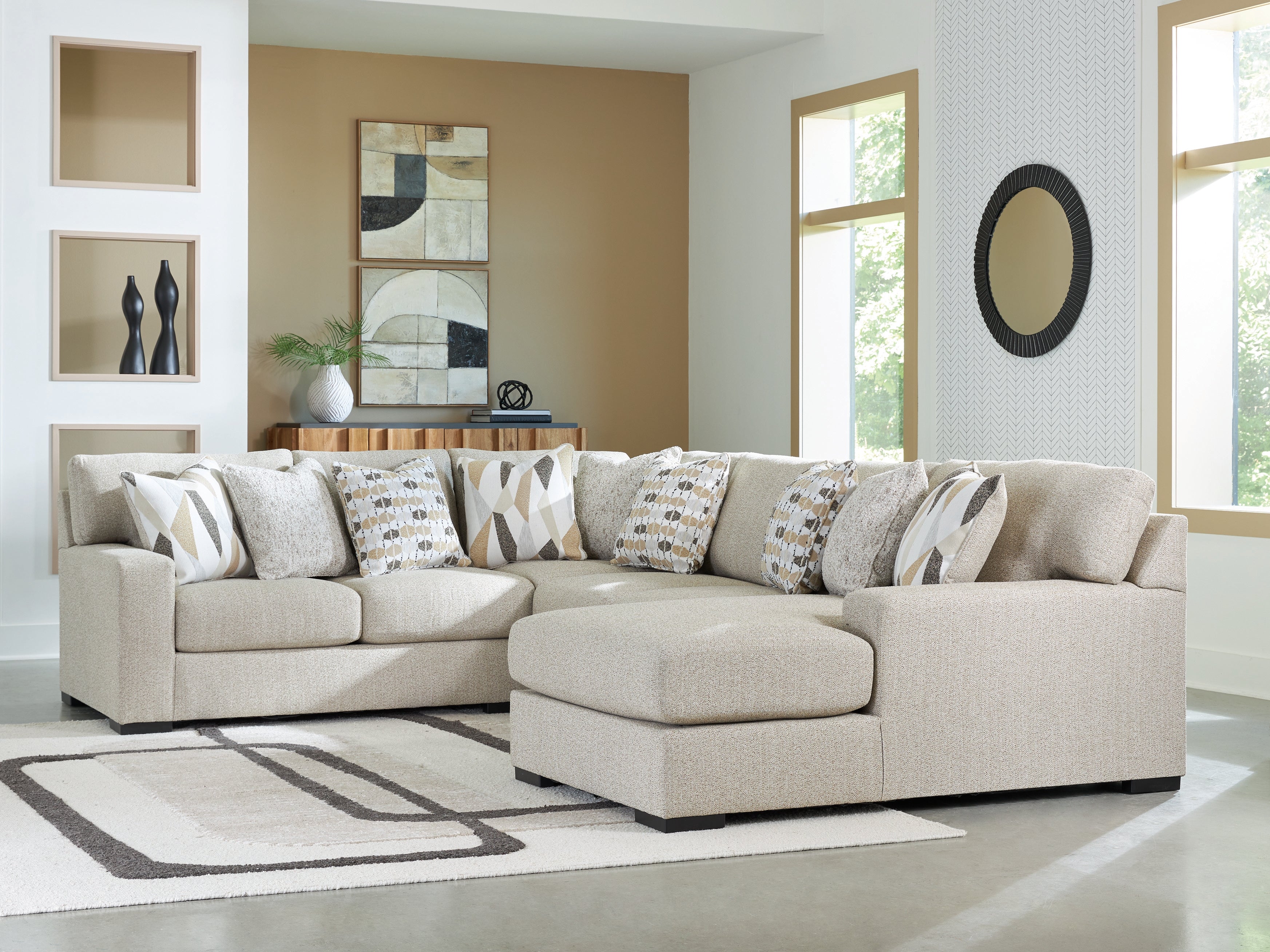 A2Z Furniture - Ashley Furniture - Laurelgrove Sectional - RAF 4-Piece Sectional with Chaise / Pebble - 75105S2