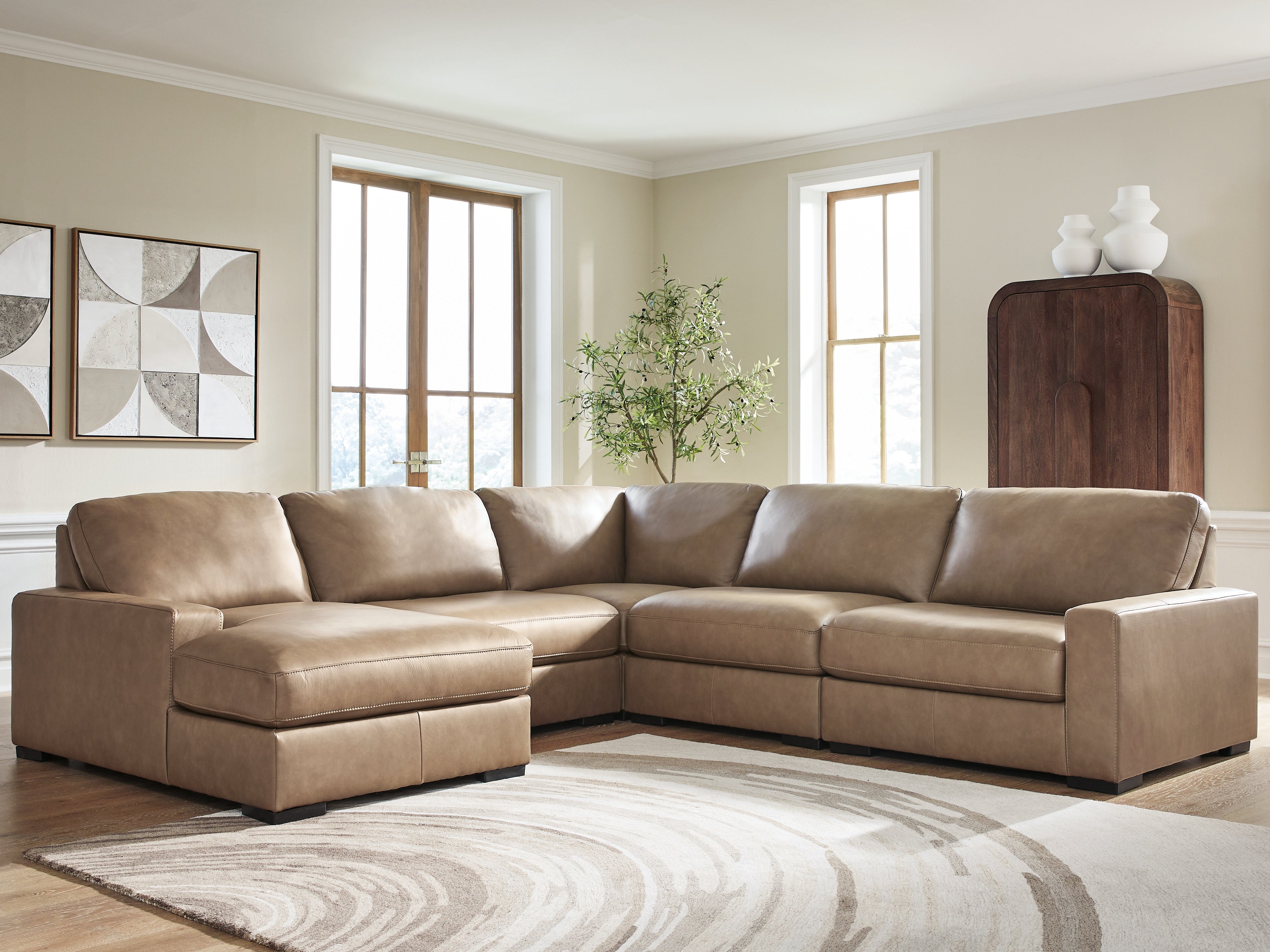 A2Z Furniture - Ashley Furniture - Veronella Sectional - RAF 5-Piece Sectional with Chaise / Sahara - 76106S12