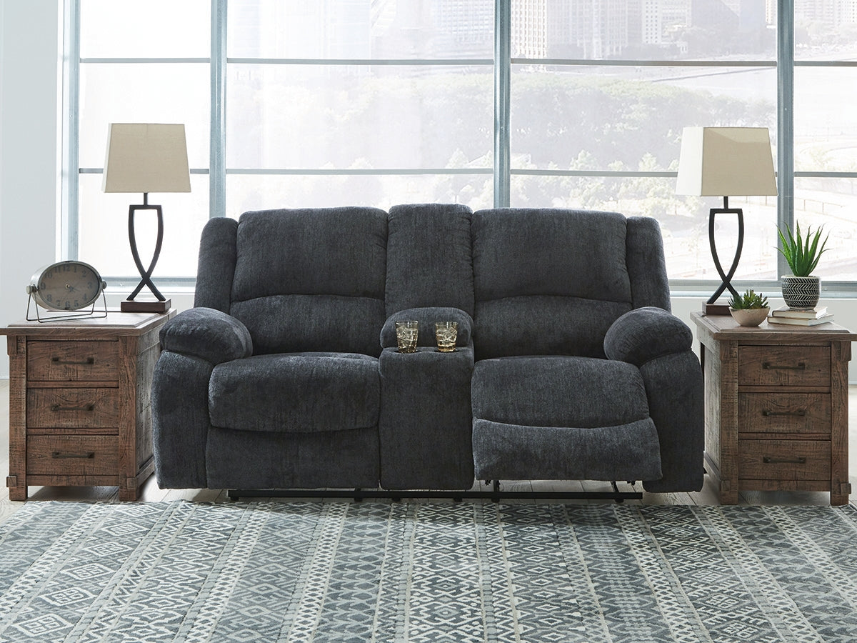 A2Z Furniture - Ashley Furniture - Draycoll Living Room - DBL Rec Loveseat w/Console / Slate - 7650494