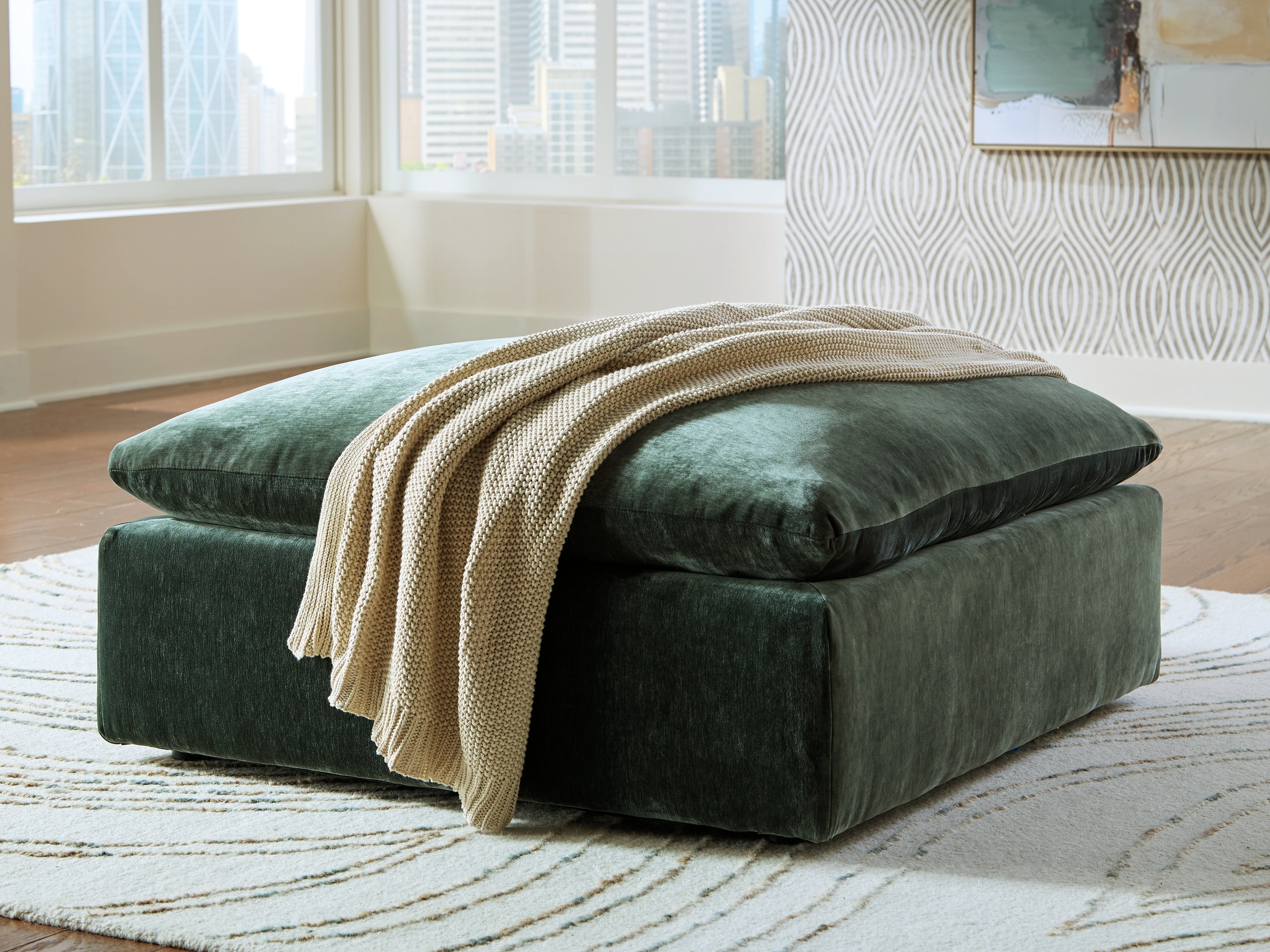 A2Z Furniture - Ashley Furniture - Carriage View Living Room - Oversized Accent Ottoman / Jade - 7800108
