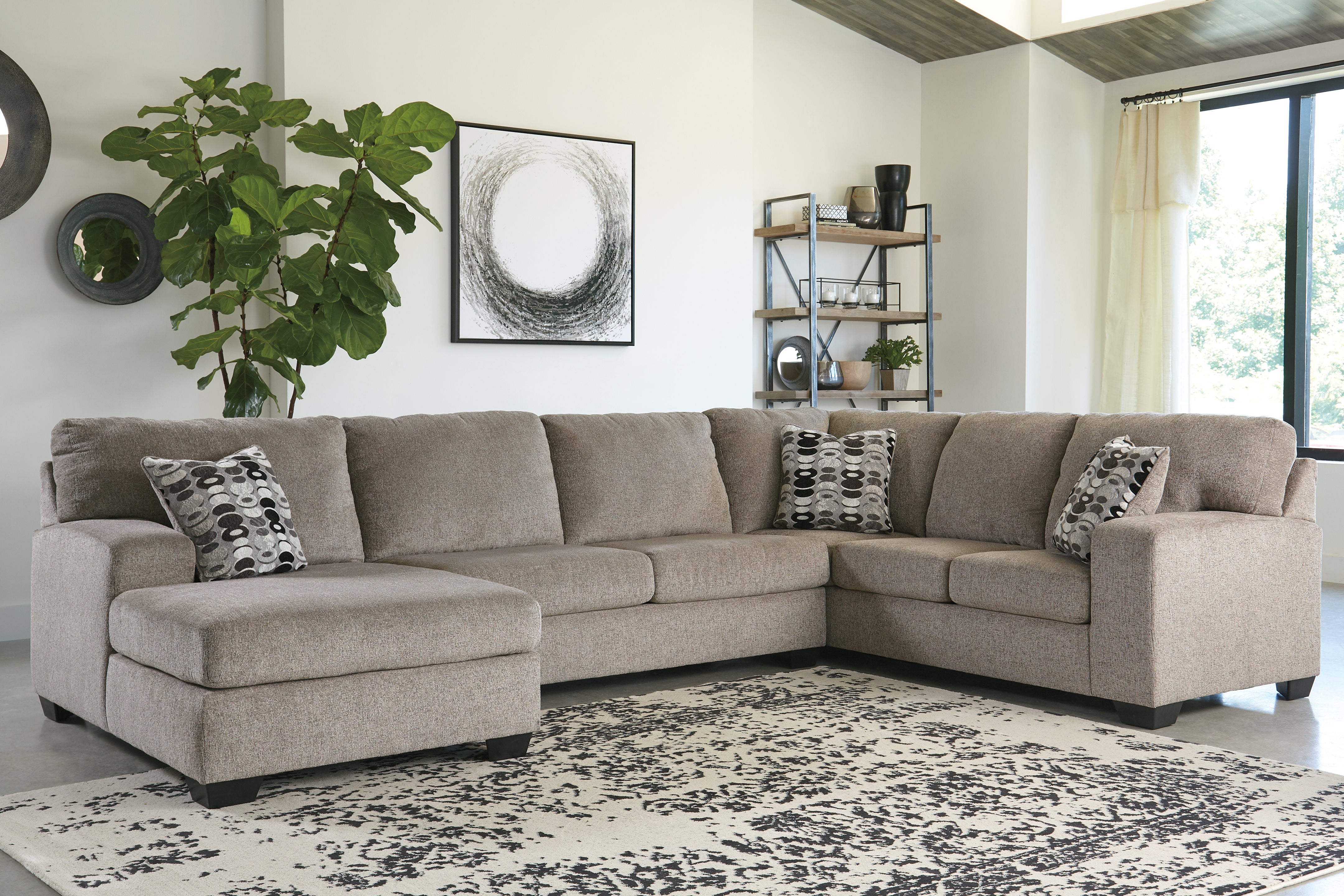 A2Z Furniture - Ashley Furniture - Ballinasloe Sectional - RAF 3-Piece Sectional with Chaise / Platinum - 80702S1