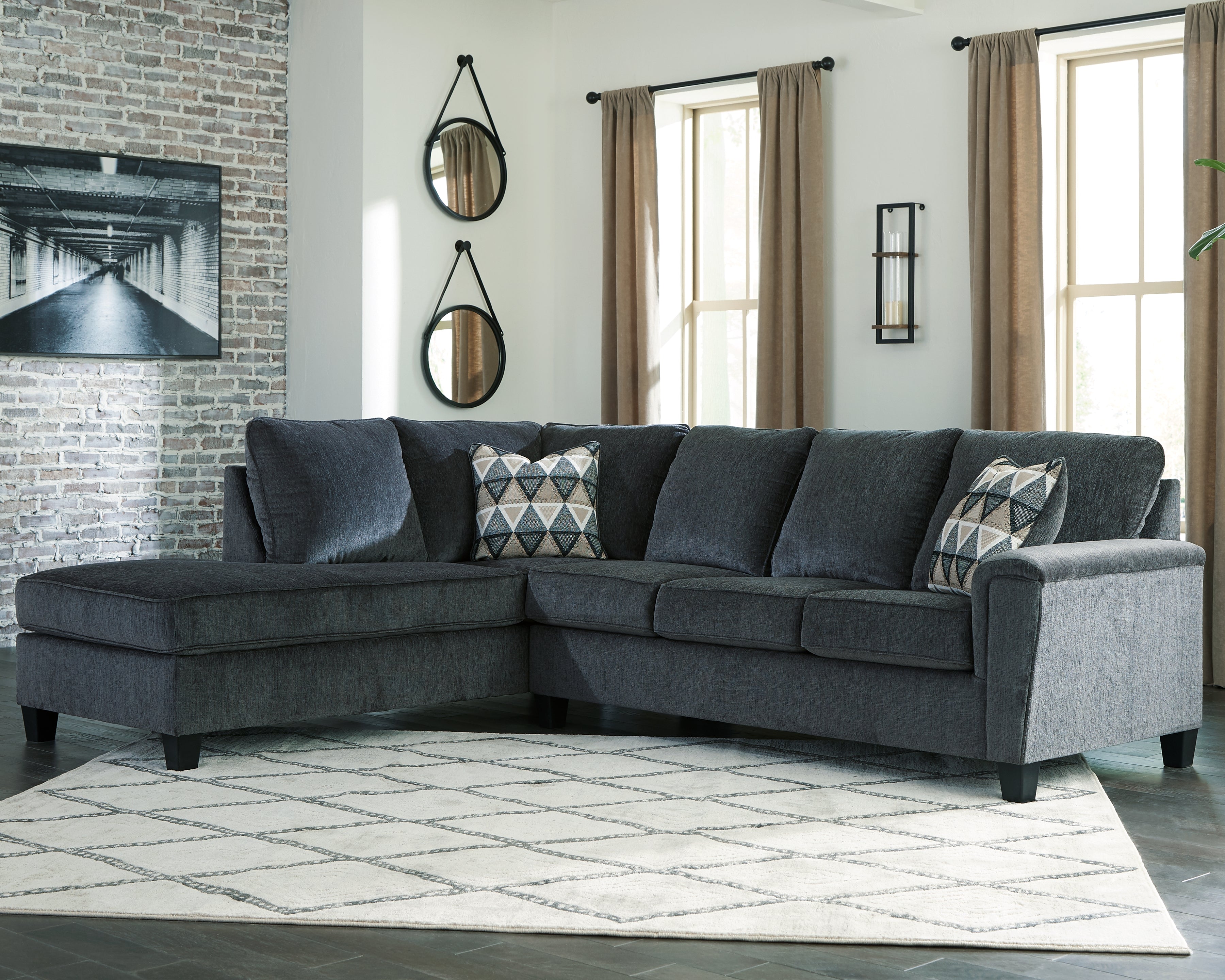 A2Z Furniture - Ashley Furniture - Abinger Sectional - RAF 2-Piece Sectional with Chaise / Smoke - 83905S1