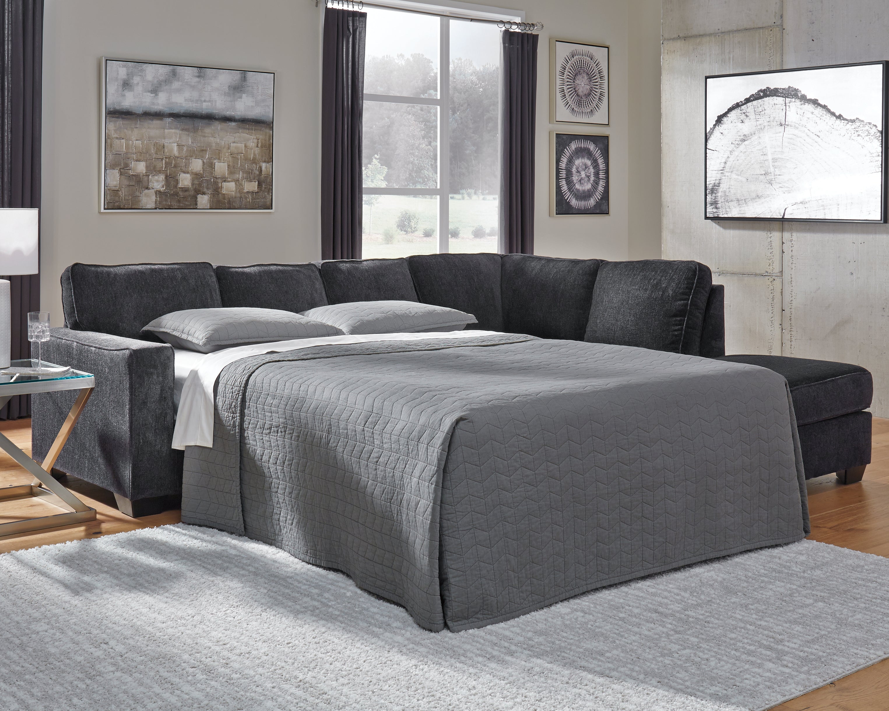A2Z Furniture - Ashley Furniture - Altari Sectional - 2-Piece Sleeper Sectional with Chaise / Slate - 87213S3