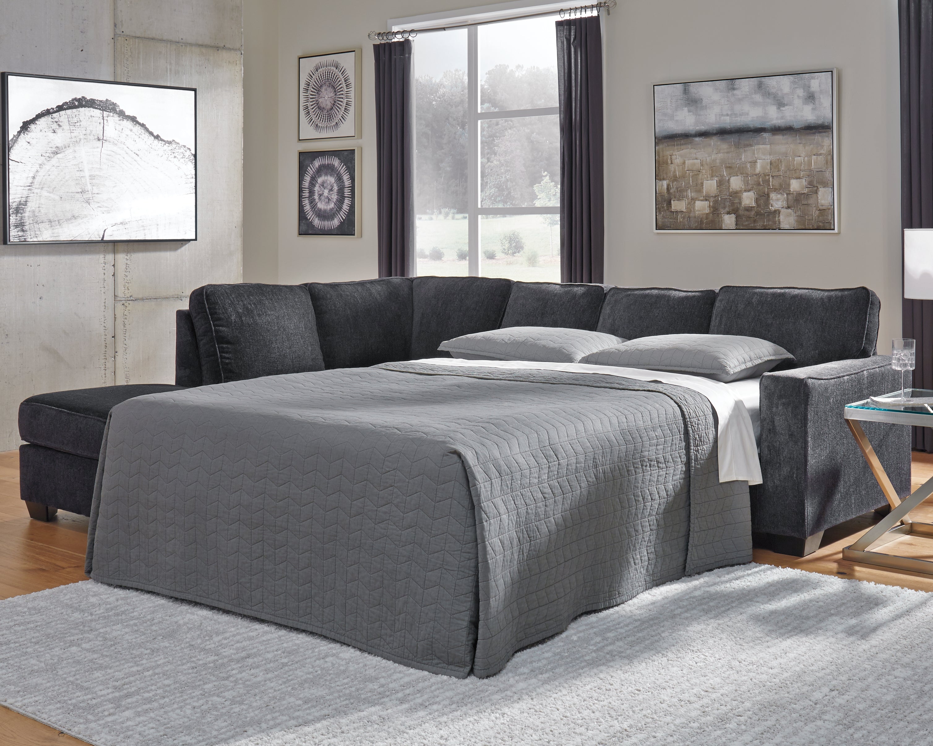 A2Z Furniture - Ashley Furniture - Altari Sectional - RAF 2-Piece Sleeper Sectional with Chaise / Slate - 87213S4