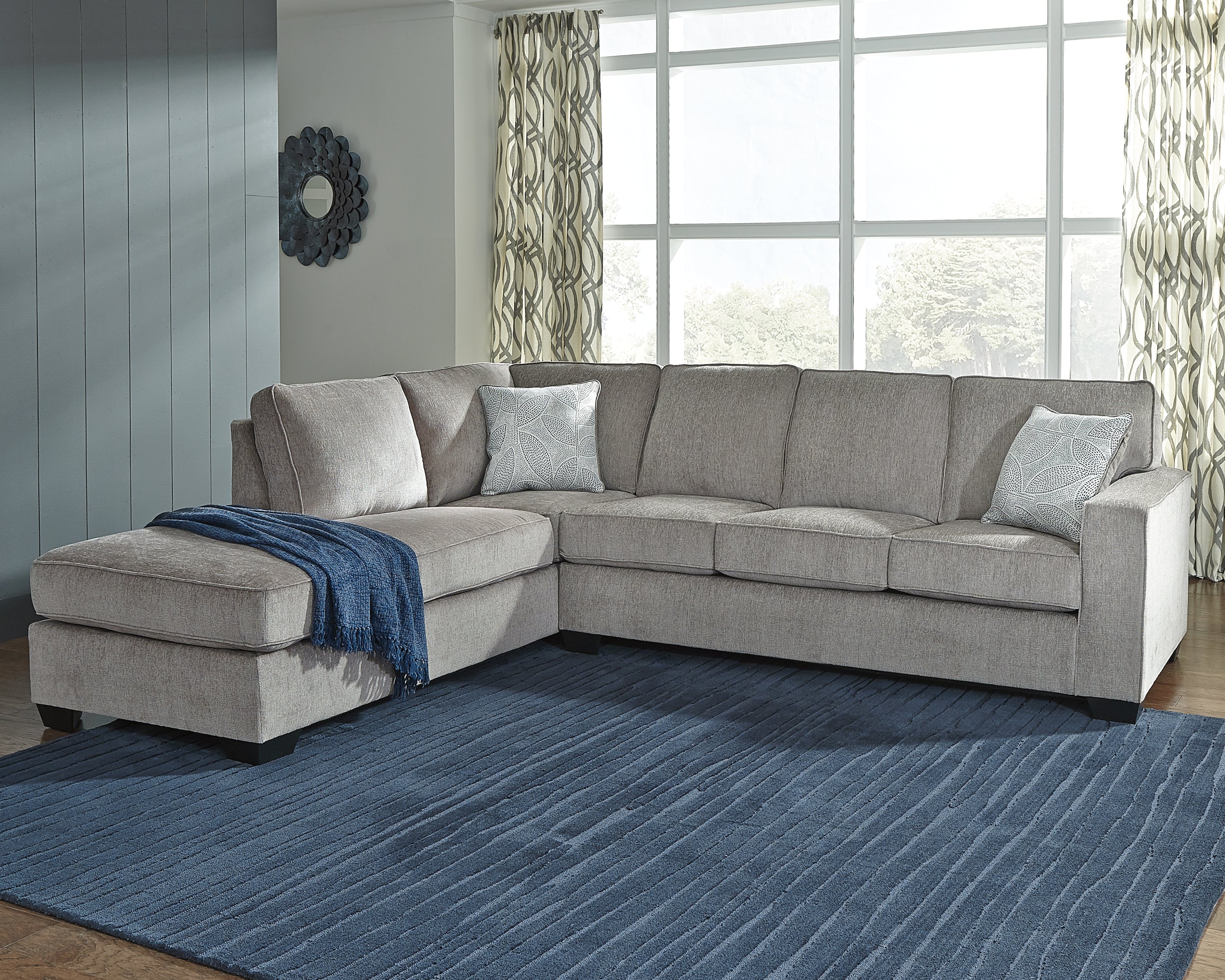 A2Z Furniture - Ashley Furniture - Altari Sectional - RAF 2-Piece Sectional with Chaise / Alloy - 87214S1