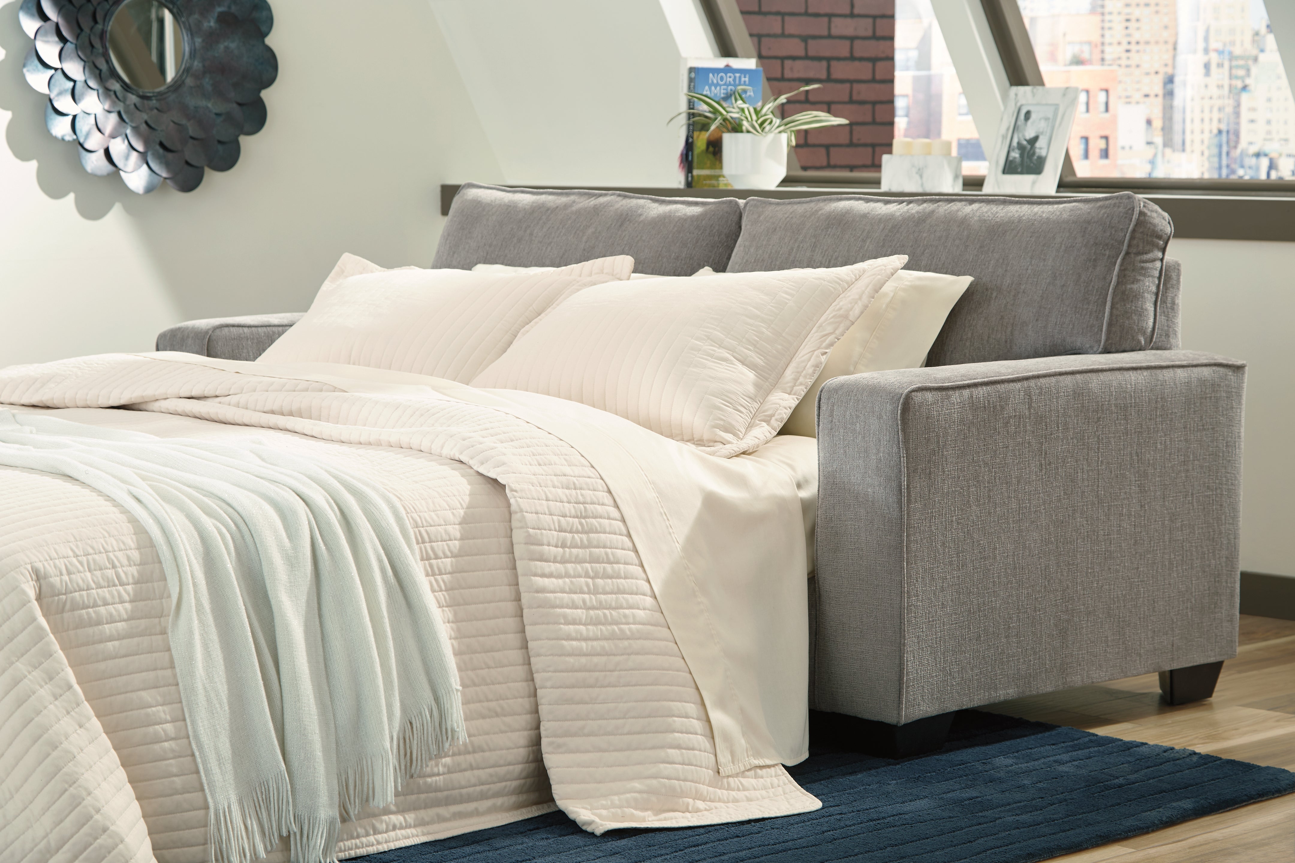 A2Z Furniture - Ashley Furniture - Altari Living Room - Queen Sofa Sleeper / Alloy - 8721439