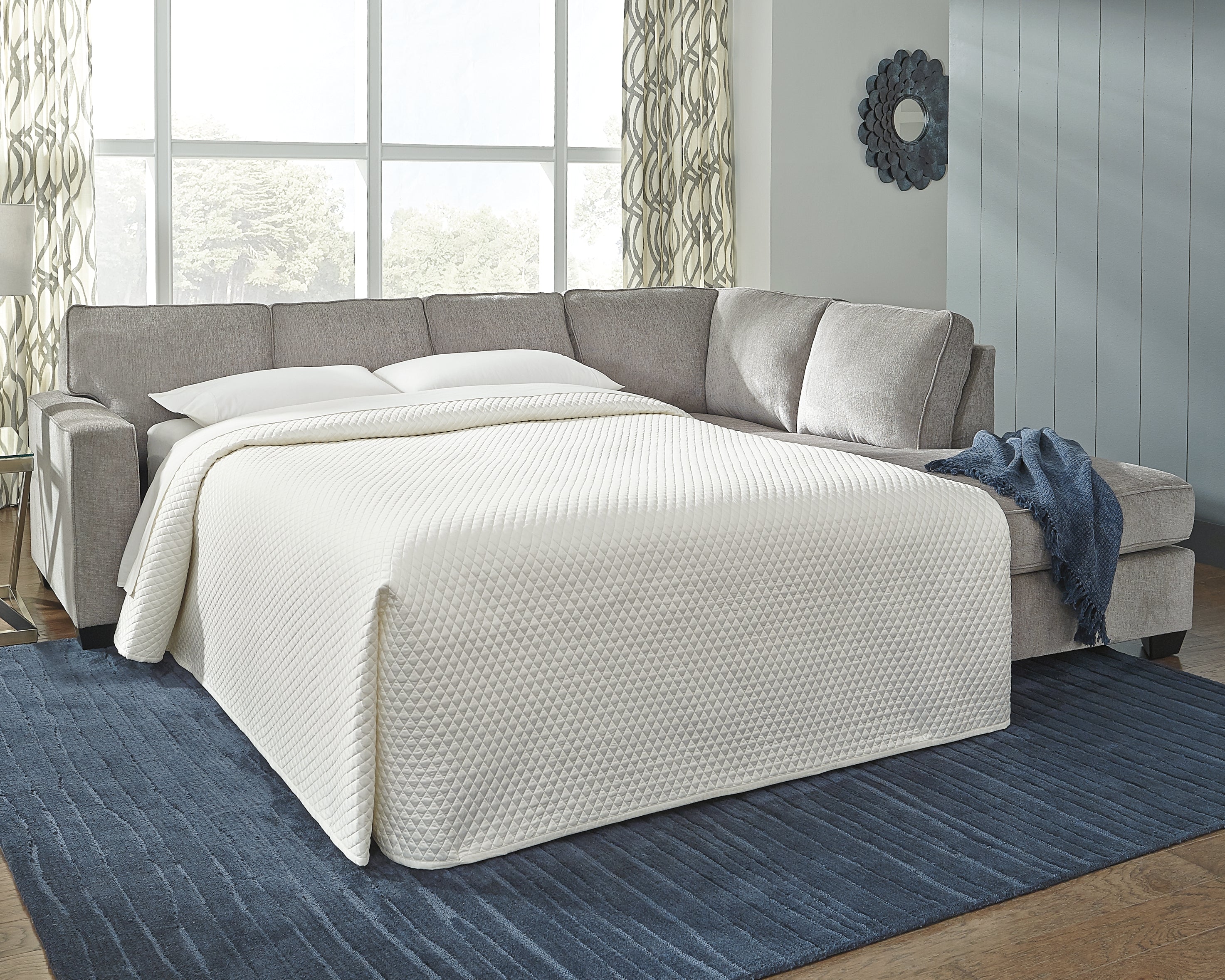 A2Z Furniture - Ashley Furniture - Altari Sectional - 2-Piece Sleeper Sectional with Chaise / Alloy - 87214S3