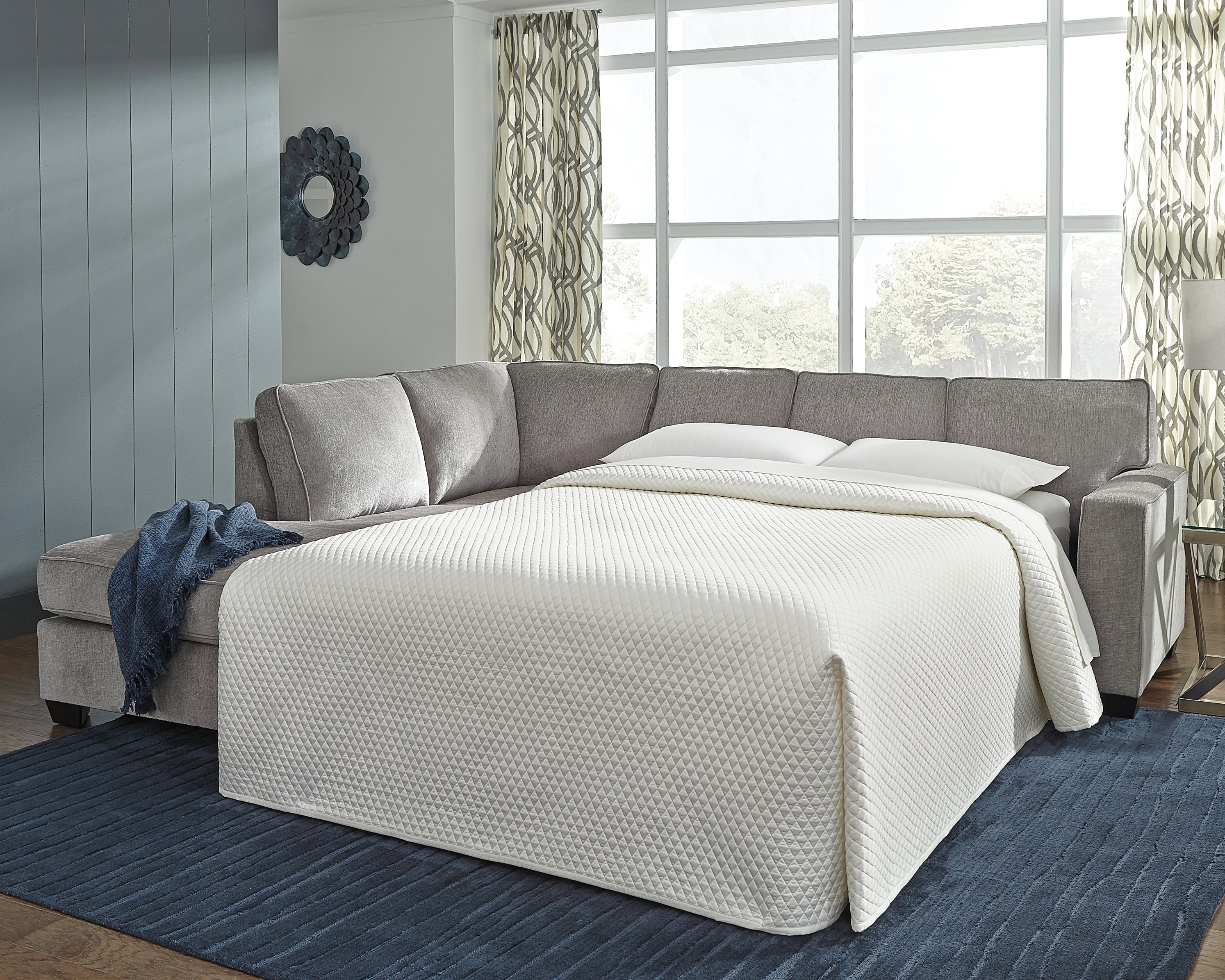 A2Z Furniture - Ashley Furniture - Altari Sectional - RAF 2-Piece Sleeper Sectional with Chaise / Alloy - 87214S4