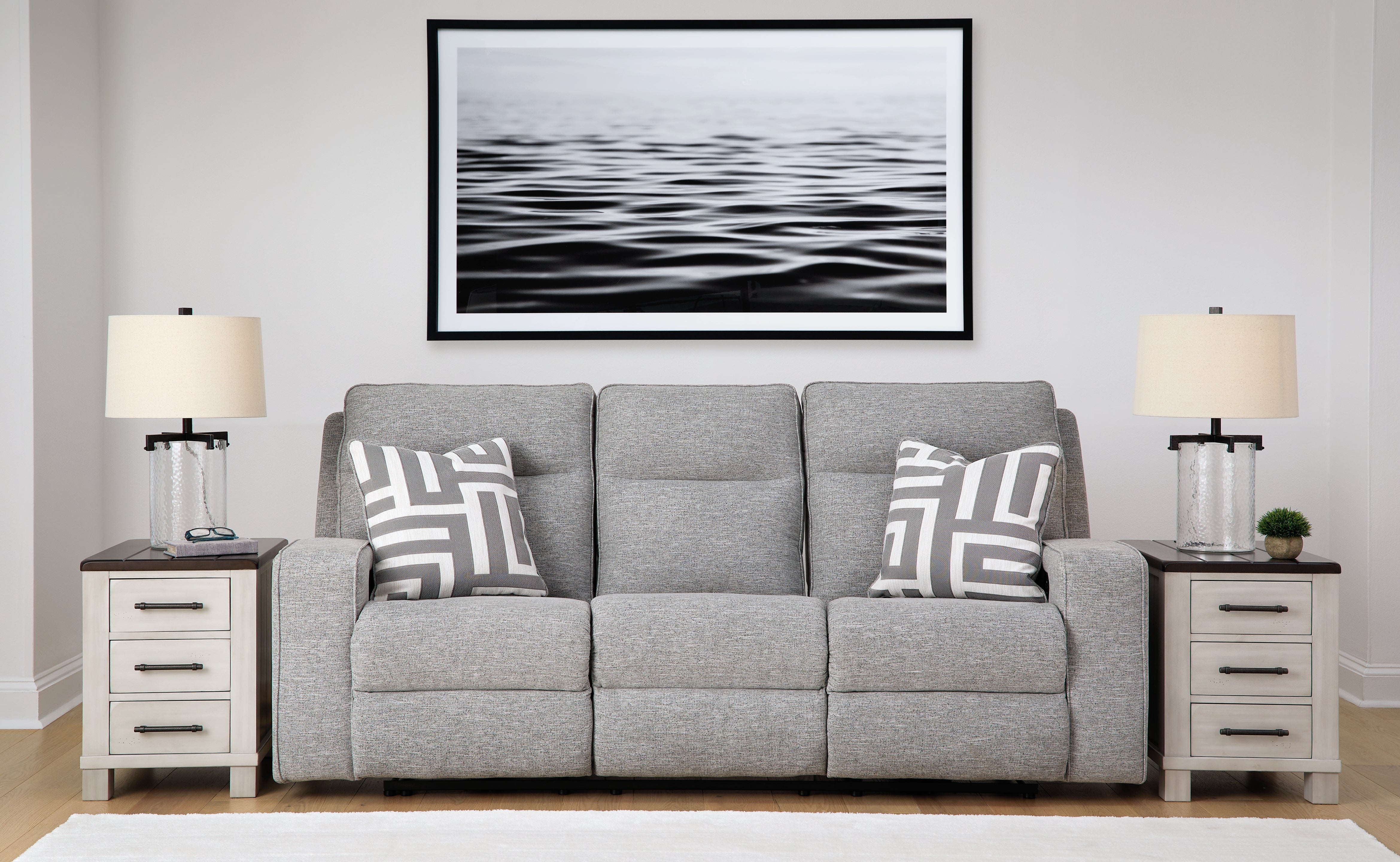 A2Z Furniture - Ashley Furniture - Biscoe Living Room - PWR REC Sofa with ADJ Headrest / Pewter - 9050315