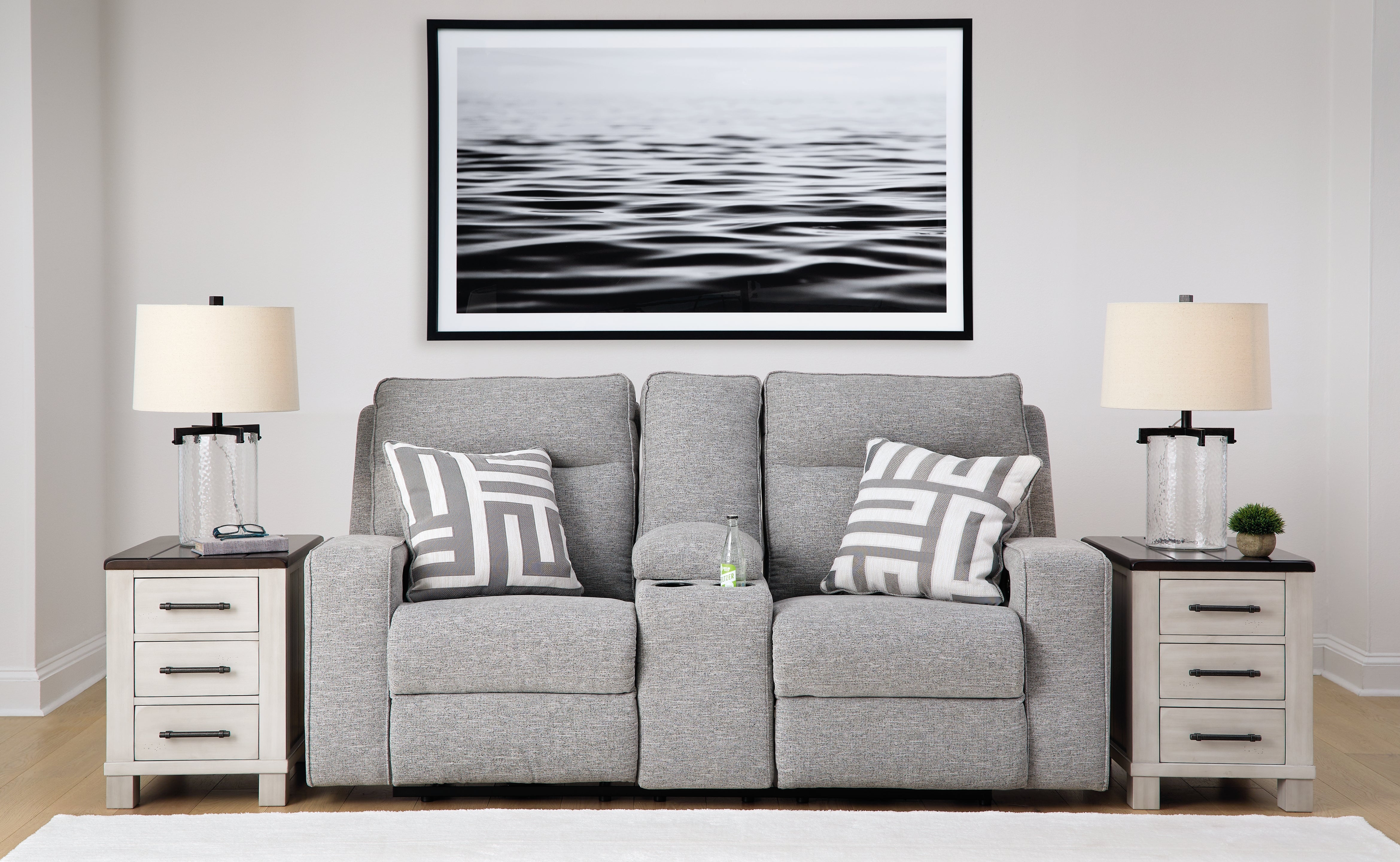 A2Z Furniture - Ashley Furniture - Biscoe Living Room - PWR REC Sofa with ADJ Headrest / Pewter - 9050315