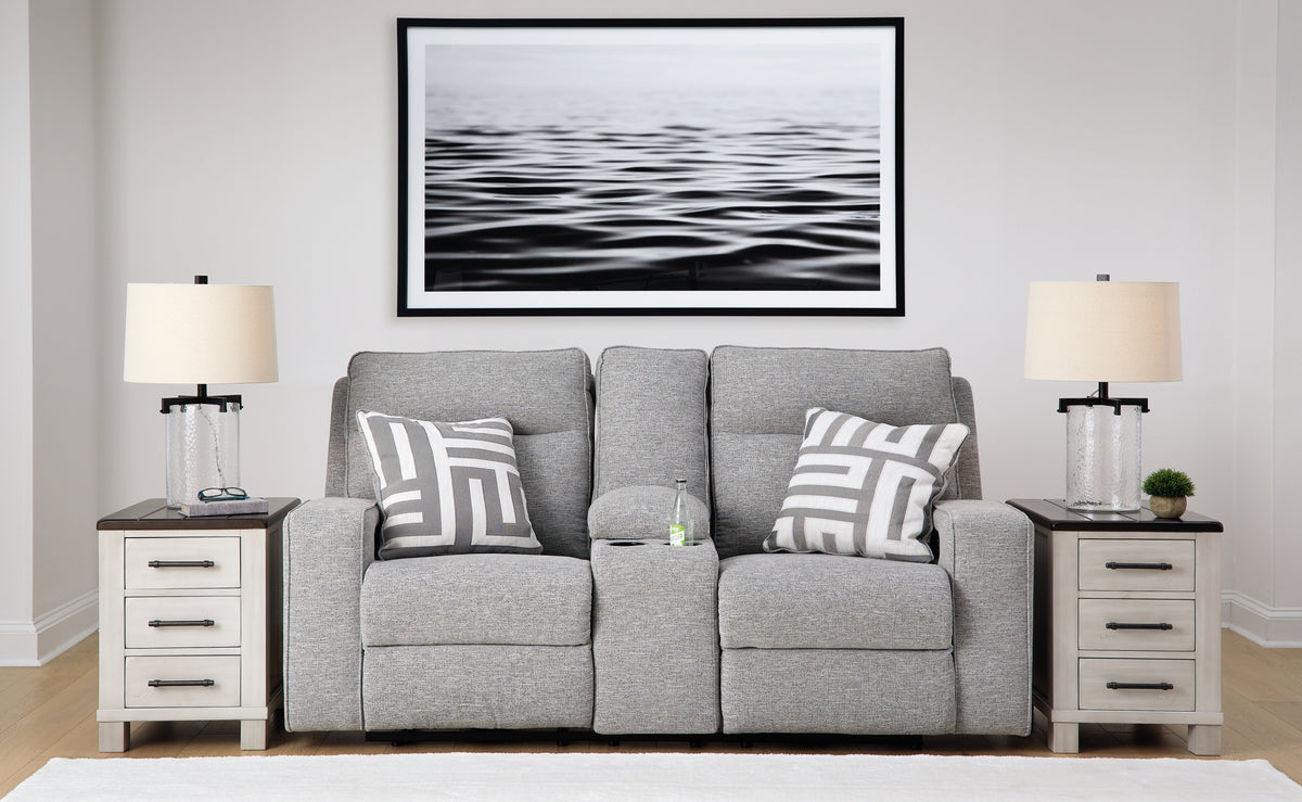 A2Z Furniture - Ashley Furniture - Biscoe Living Room - PWR REC Sofa with ADJ Headrest / Pewter - 9050315