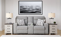 A2Z Furniture - Ashley Furniture - Biscoe Living Room - PWR REC Sofa with ADJ Headrest / Pewter - 9050315