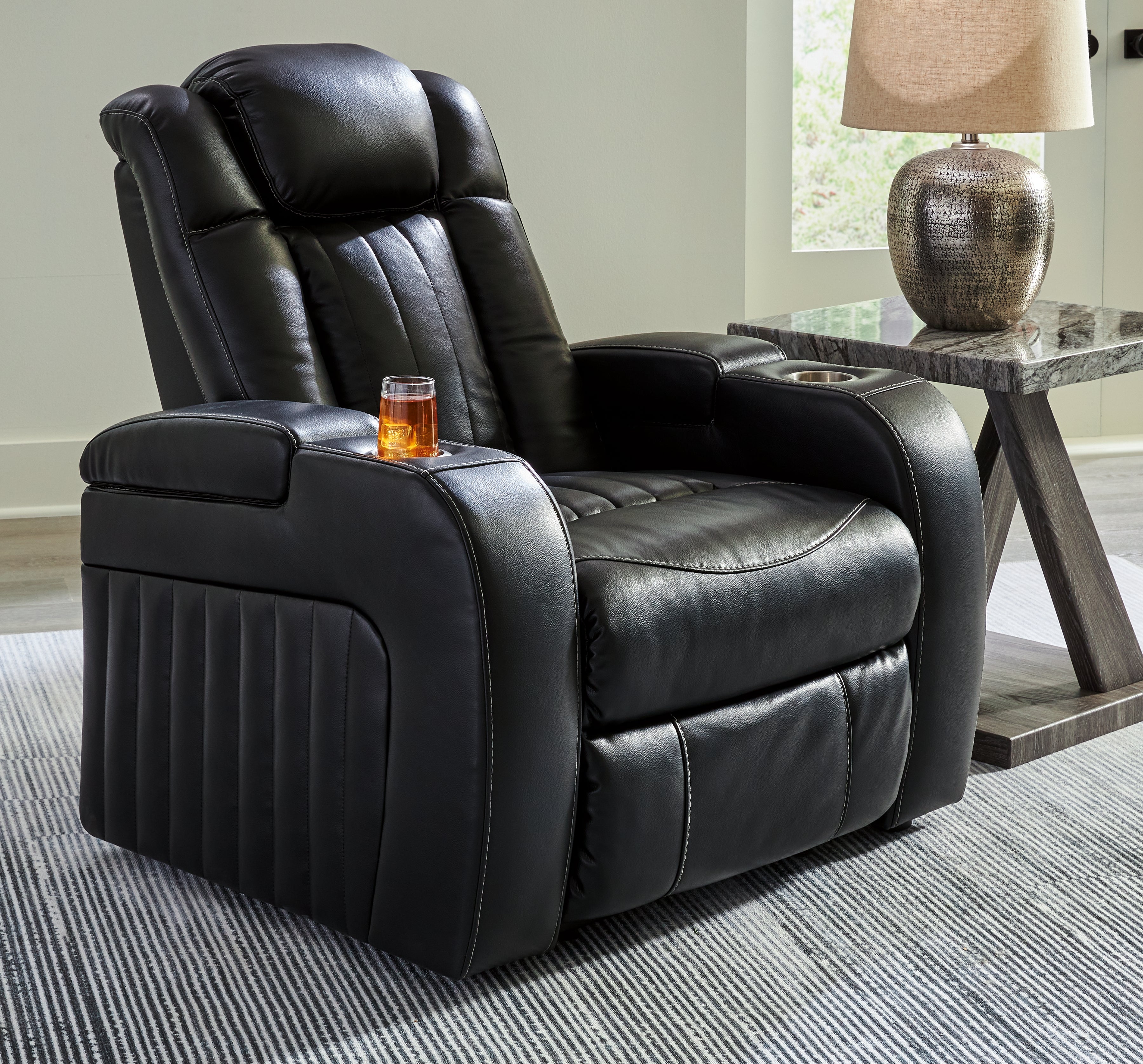 A2Z Furniture - Ashley Furniture - Caveman Den Living Room - PWR Recliner/ADJ Headrest / Midnight - 9070313