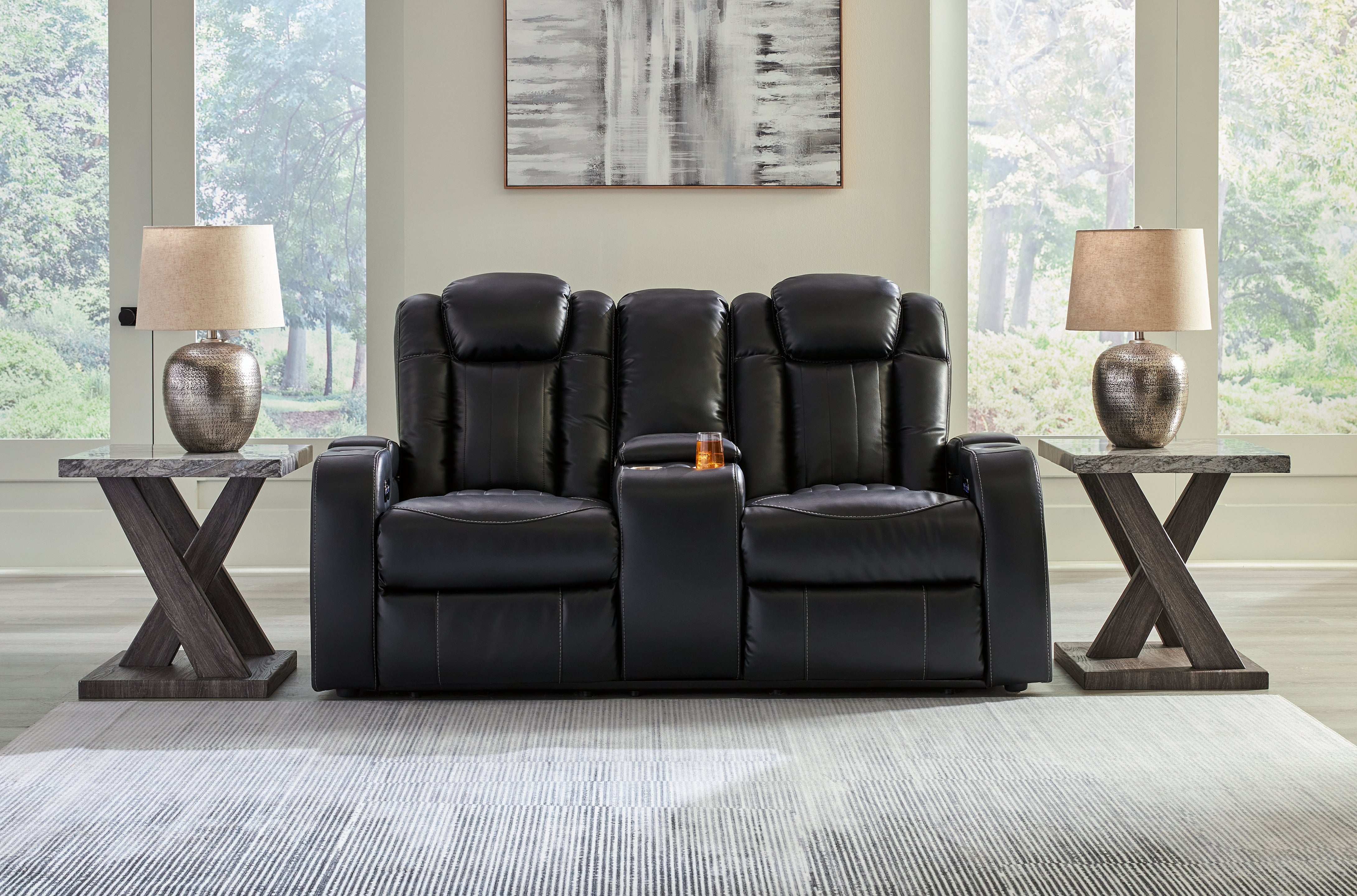 A2Z Furniture - Ashley Furniture - Caveman Den Living Room - PWR REC Loveseat/CON/ADJ HDRST / Midnight - 9070318