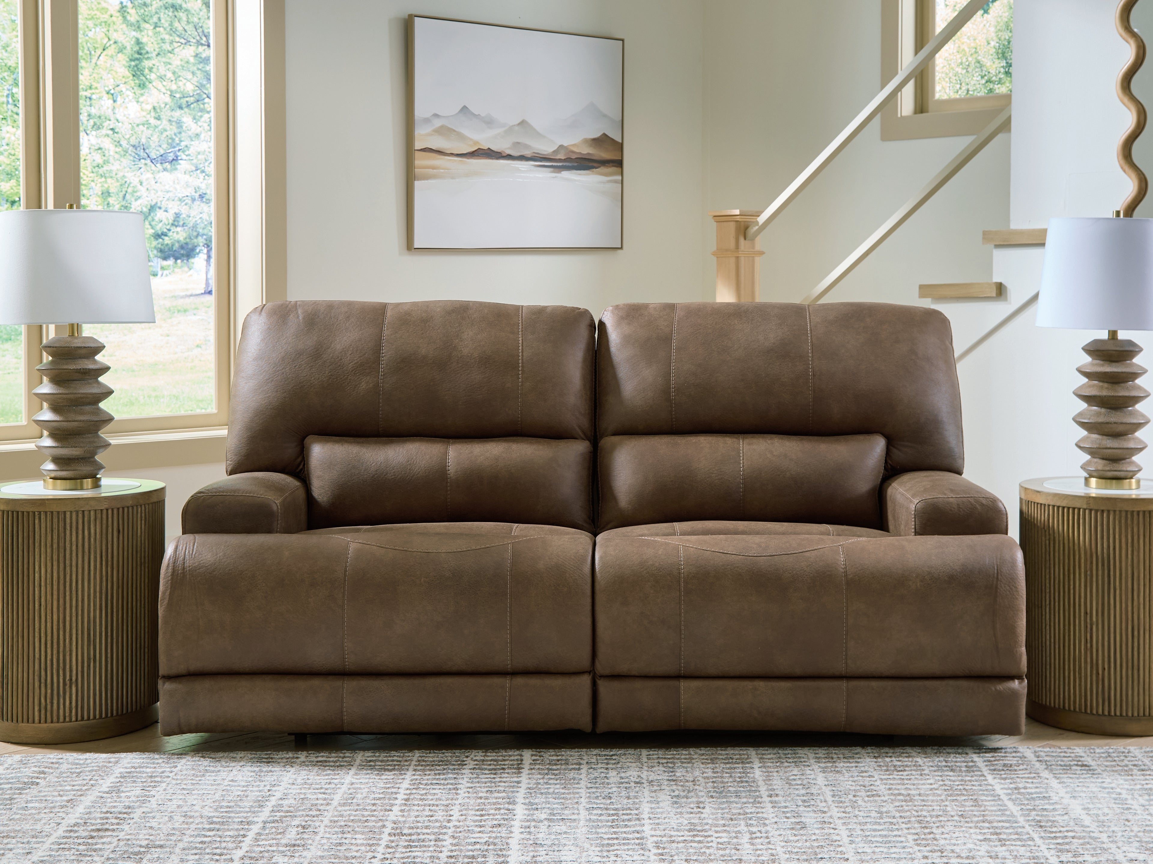 A2Z Furniture - Ashley Furniture - Beckley Place Living Room - 2 Seat PWR REC Sofa ADJ HDREST / Earth - PC9180247