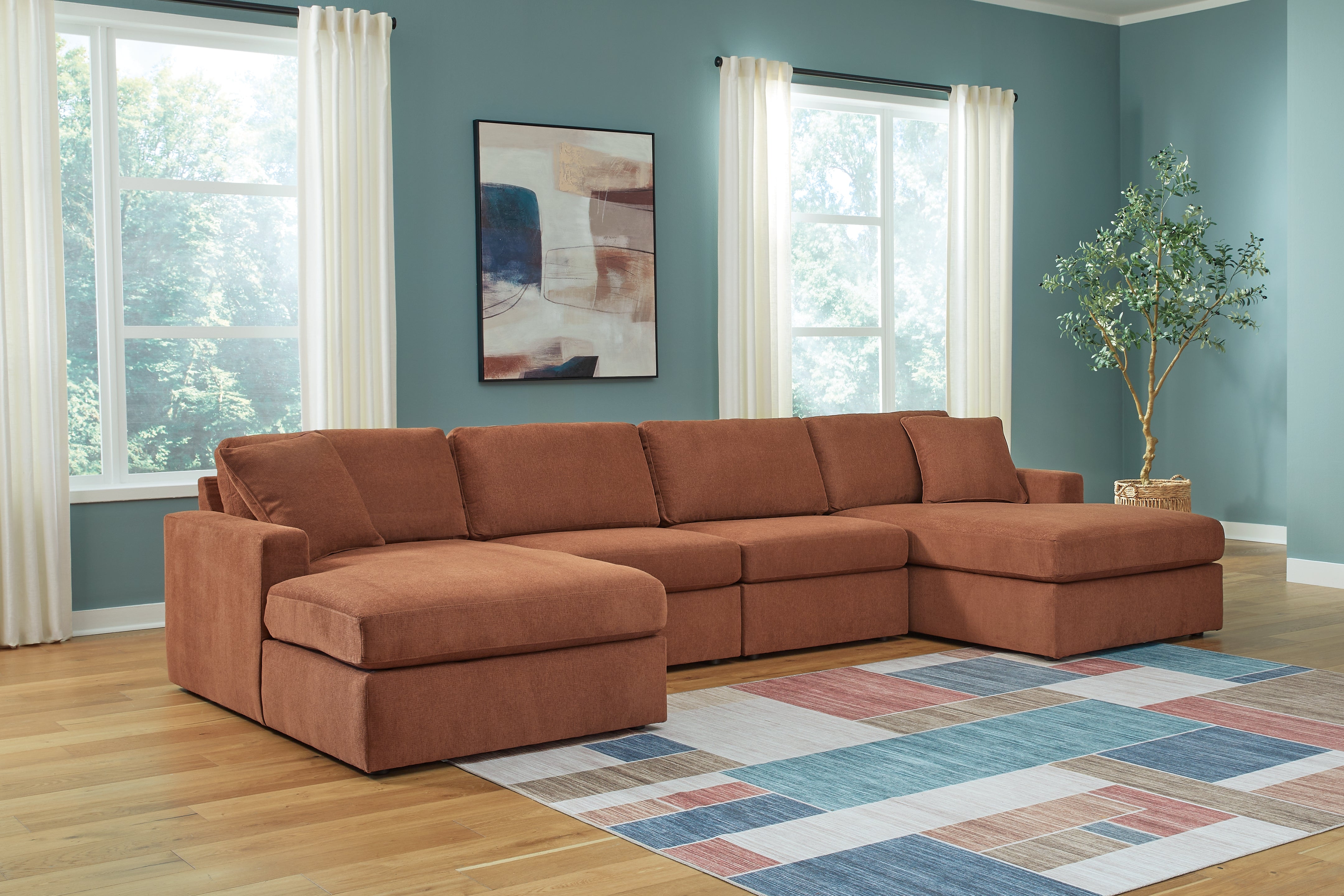 A2Z Furniture - Ashley Furniture - Modmax Sectional - RAF 4-Piece Sectional with Chaise / Spice - 92102S19
